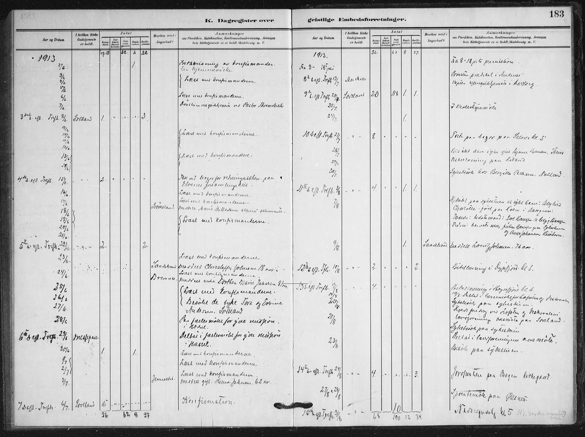 Ministerialprotokoller, klokkerbøker og fødselsregistre - Nordland, AV/SAT-A-1459/895/L1373: Ministerialbok nr. 895A08, 1905-1915, s. 183