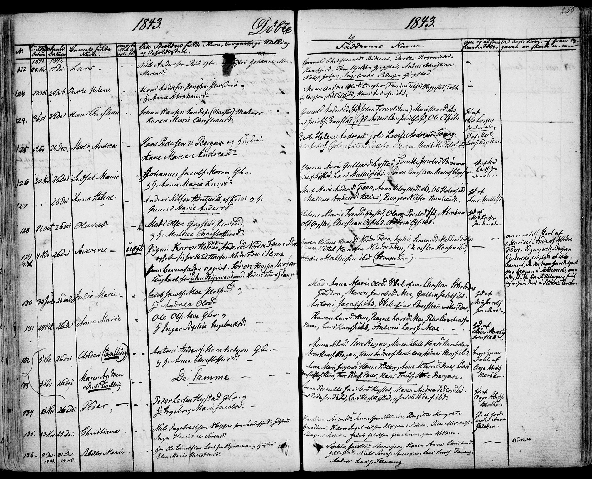 Sandar kirkebøker, AV/SAKO-A-243/F/Fa/L0005: Ministerialbok nr. 5, 1832-1847, s. 258-259