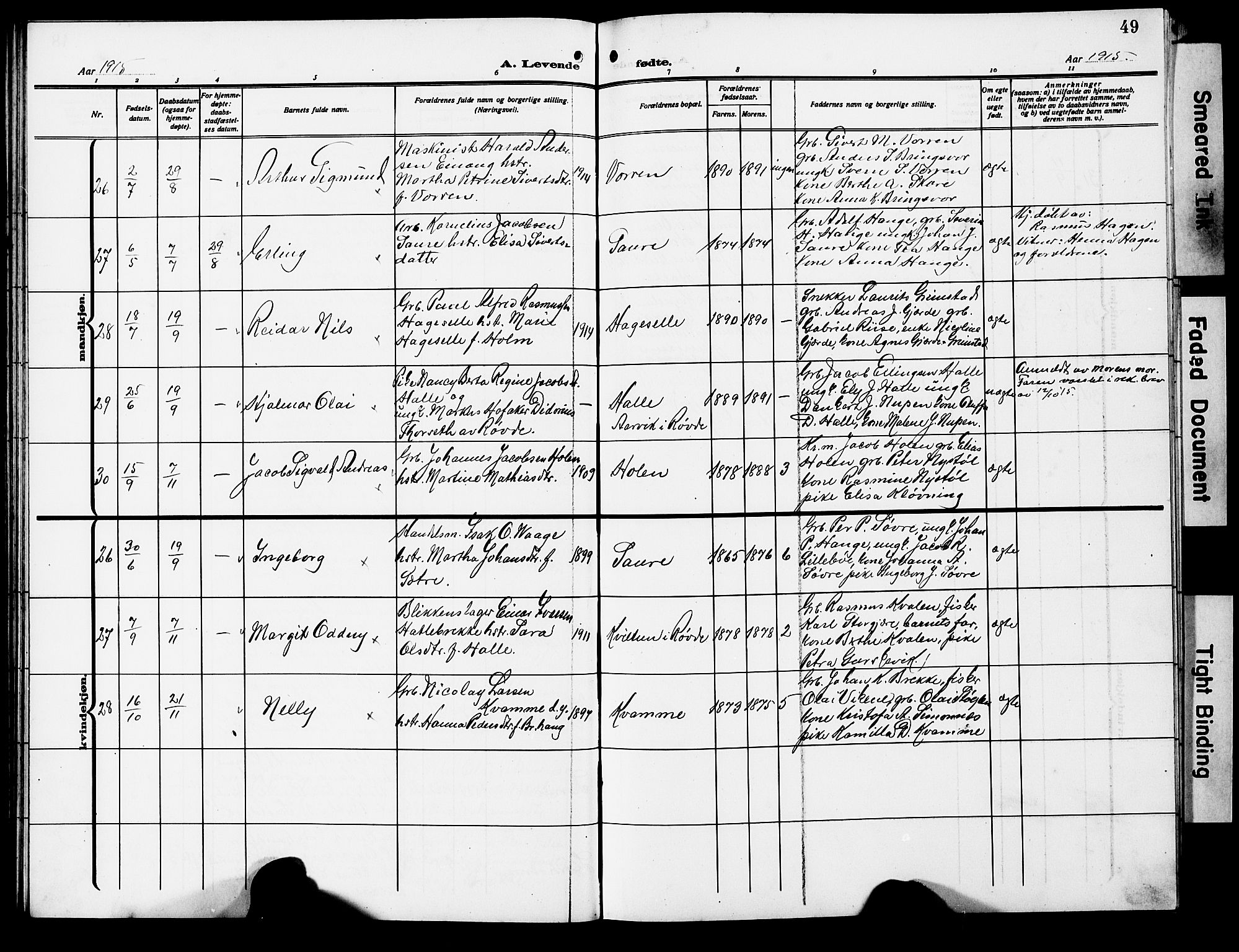 Ministerialprotokoller, klokkerbøker og fødselsregistre - Møre og Romsdal, AV/SAT-A-1454/503/L0050: Klokkerbok nr. 503C05, 1909-1922, s. 49