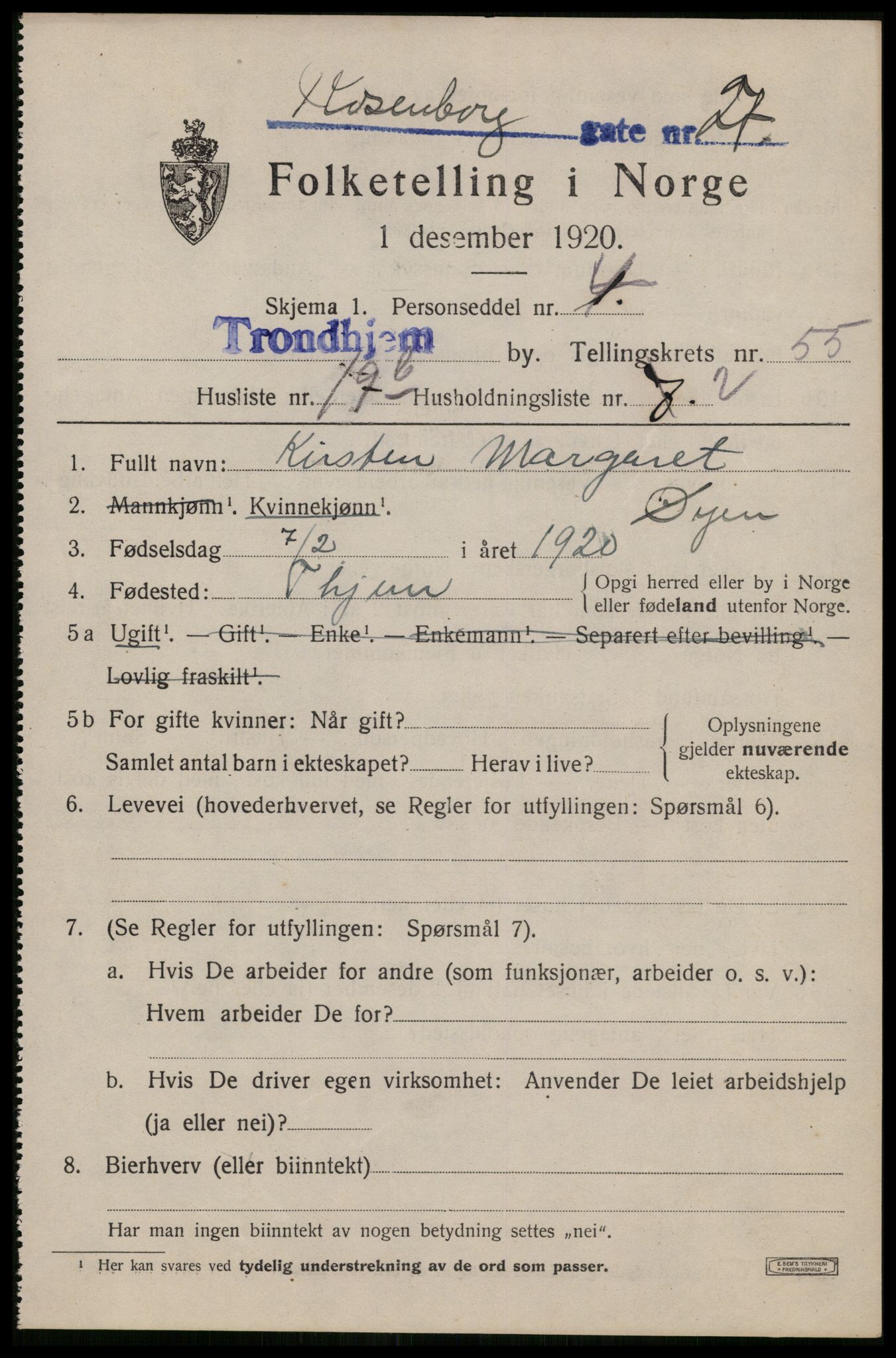 SAT, Folketelling 1920 for 1601 Trondheim kjøpstad, 1920, s. 112732