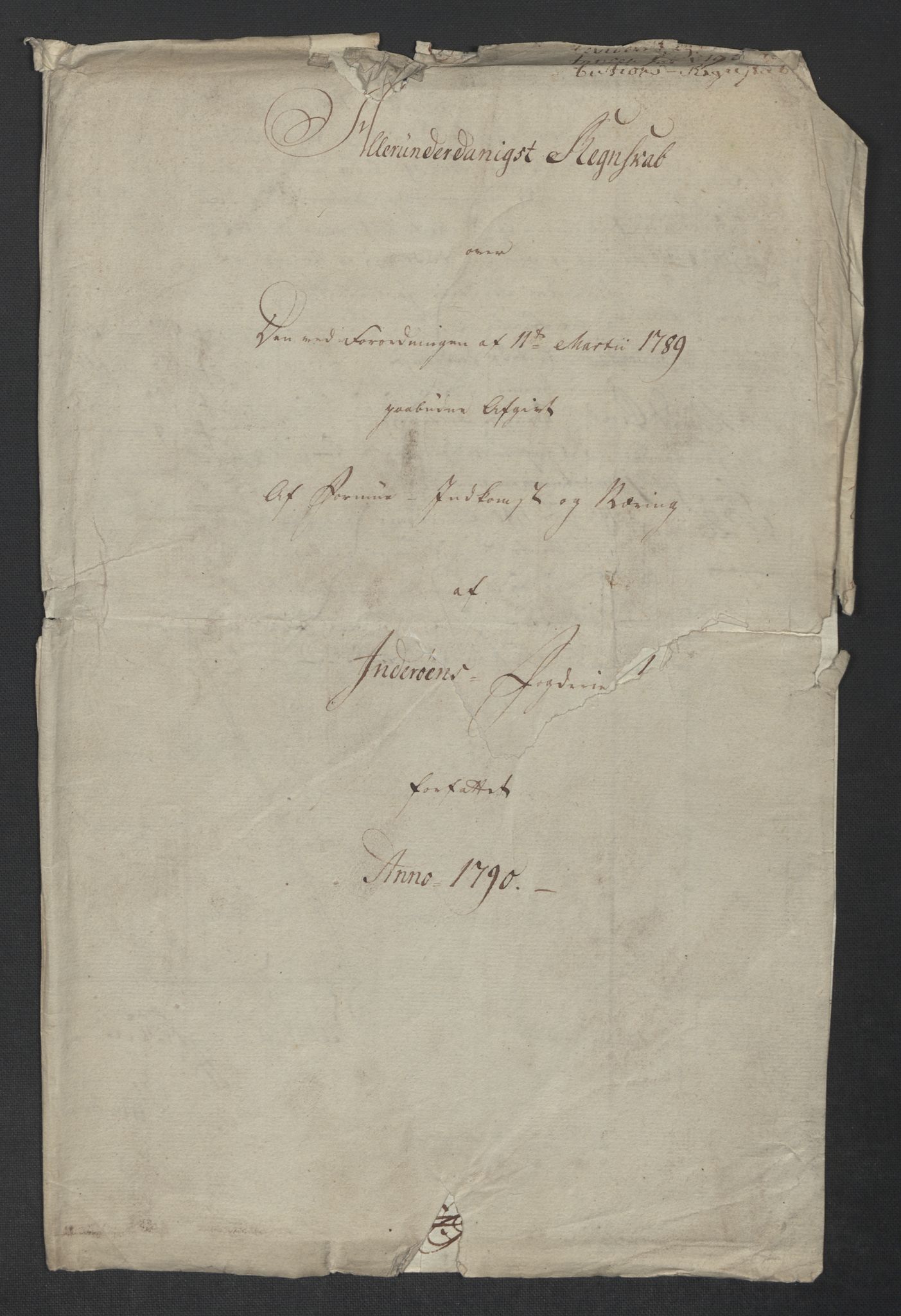 Rentekammeret inntil 1814, Reviderte regnskaper, Mindre regnskaper, RA/EA-4068/Rf/Rfe/L0017: Inderøy fogderi, Jarlsberg grevskap, 1789, s. 6