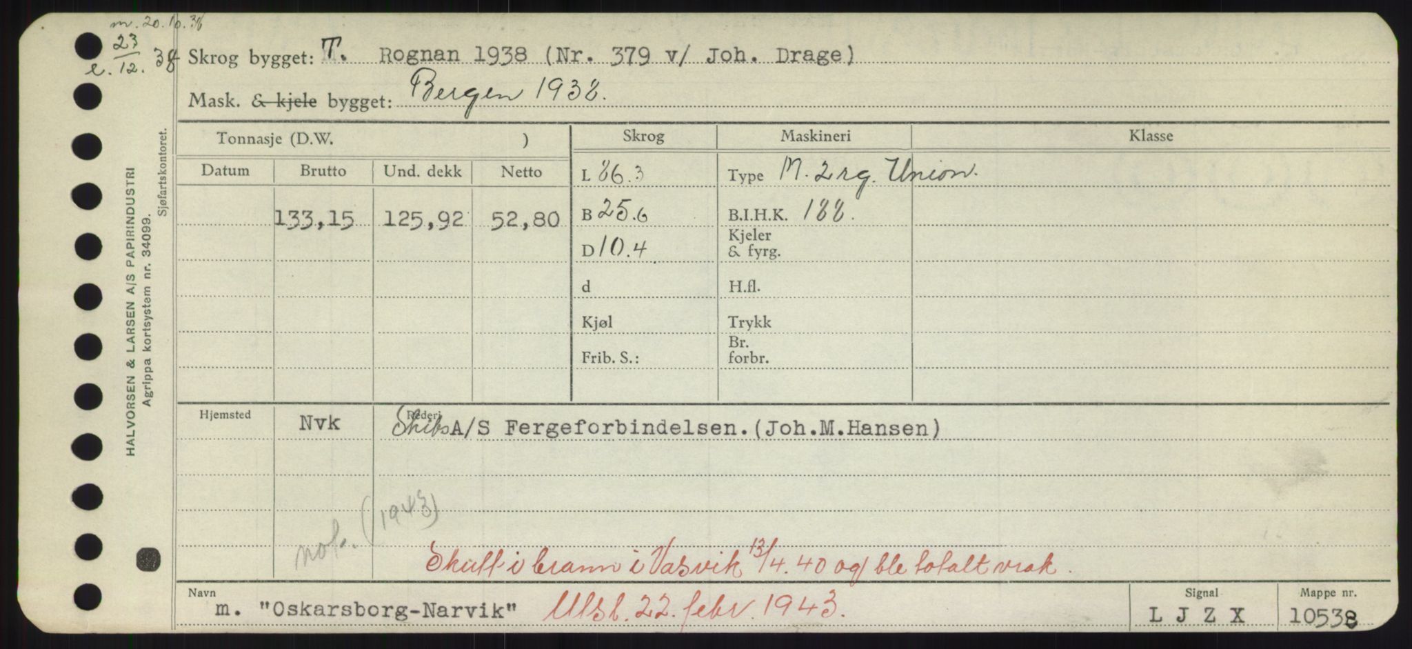 Sjøfartsdirektoratet med forløpere, Skipsmålingen, RA/S-1627/H/Hd/L0028: Fartøy, O, s. 453
