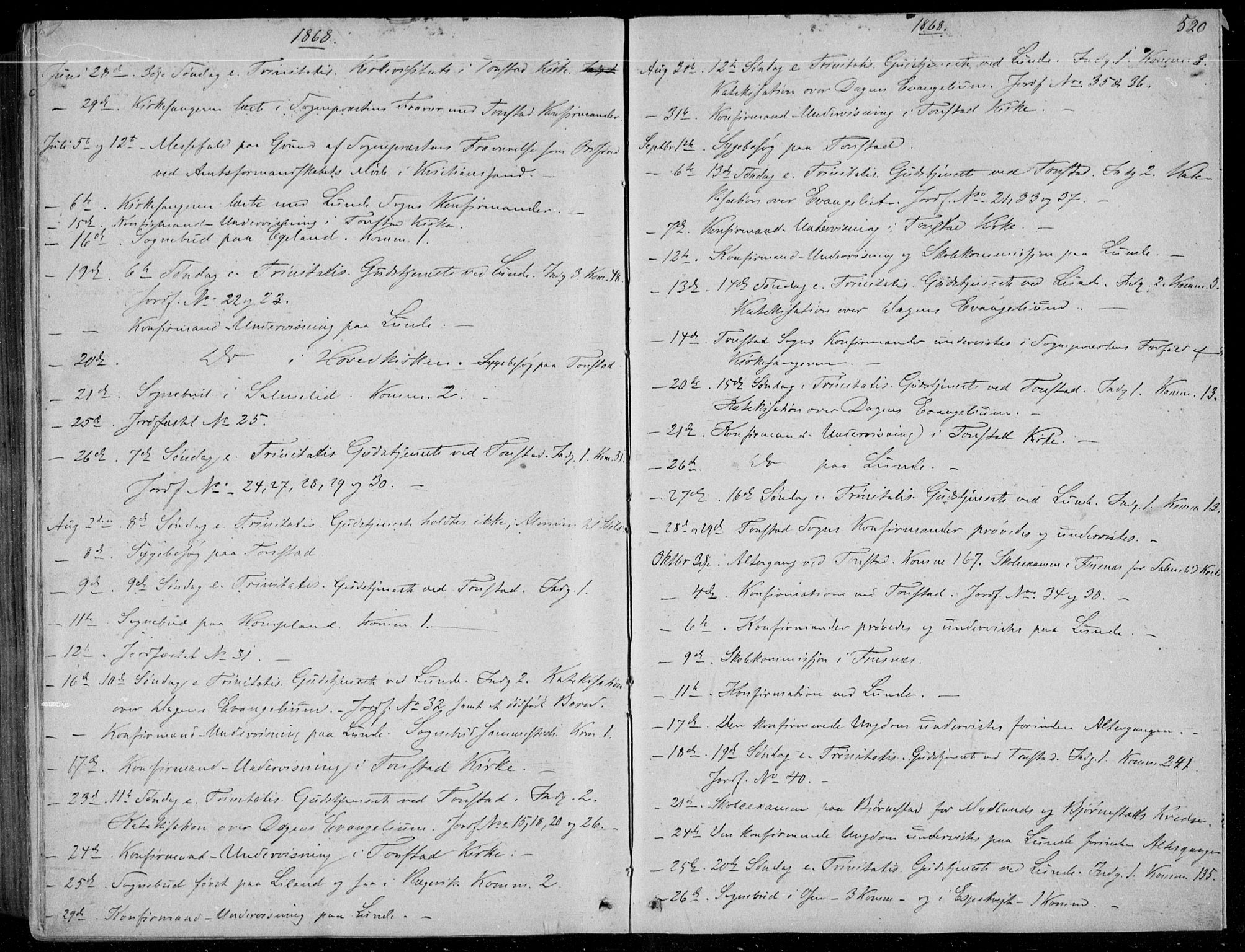 Sirdal sokneprestkontor, AV/SAK-1111-0036/F/Fa/Fab/L0002: Ministerialbok nr. A 2, 1855-1874, s. 520
