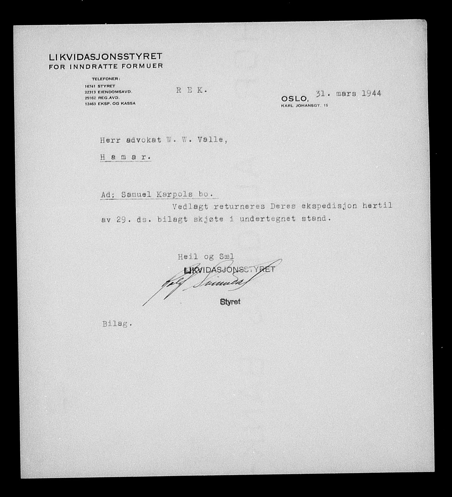 Justisdepartementet, Tilbakeføringskontoret for inndratte formuer, AV/RA-S-1564/H/Hc/Hcc/L0949: --, 1945-1947, s. 665