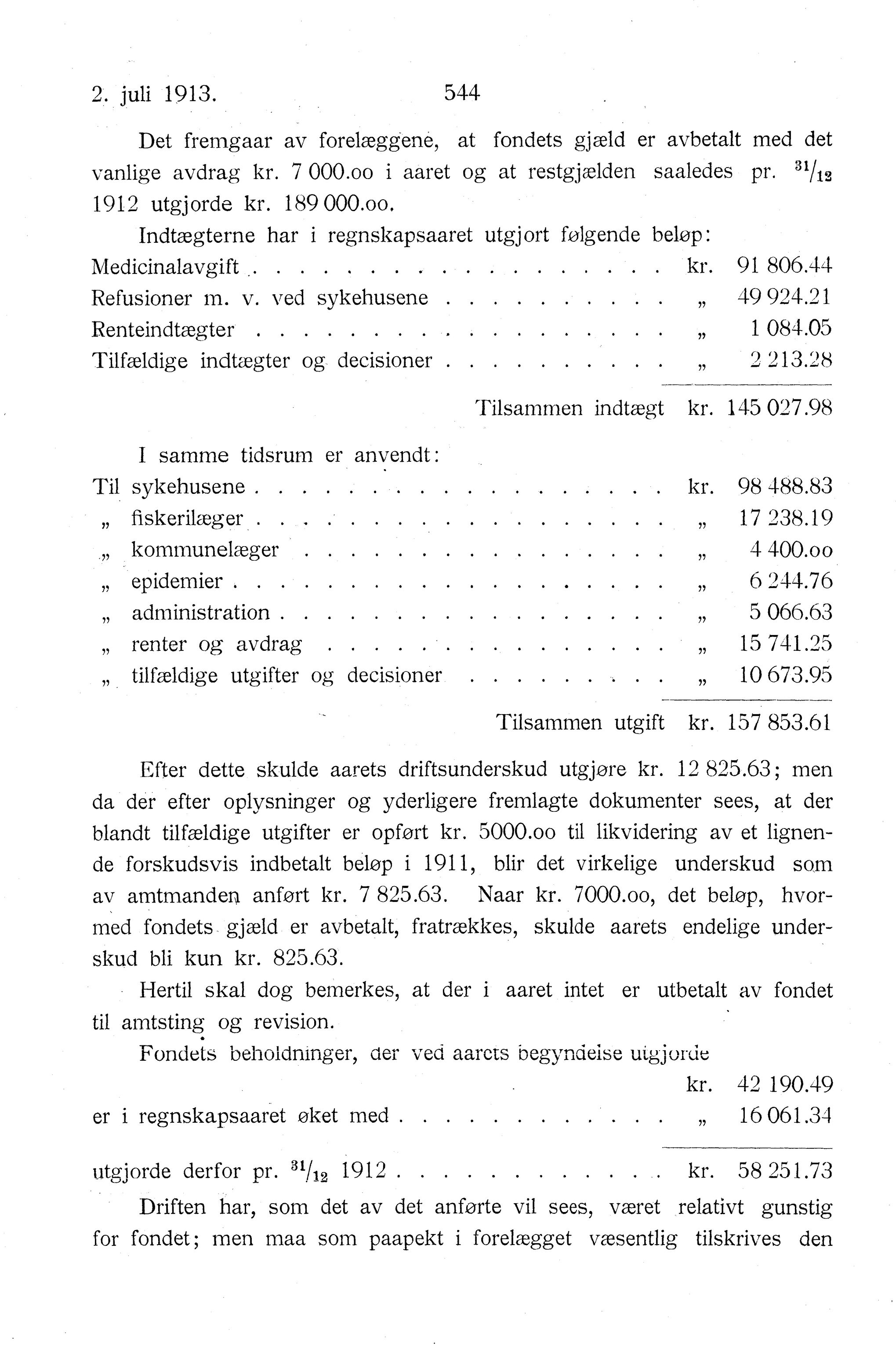 Nordland Fylkeskommune. Fylkestinget, AIN/NFK-17/176/A/Ac/L0036: Fylkestingsforhandlinger 1913, 1913