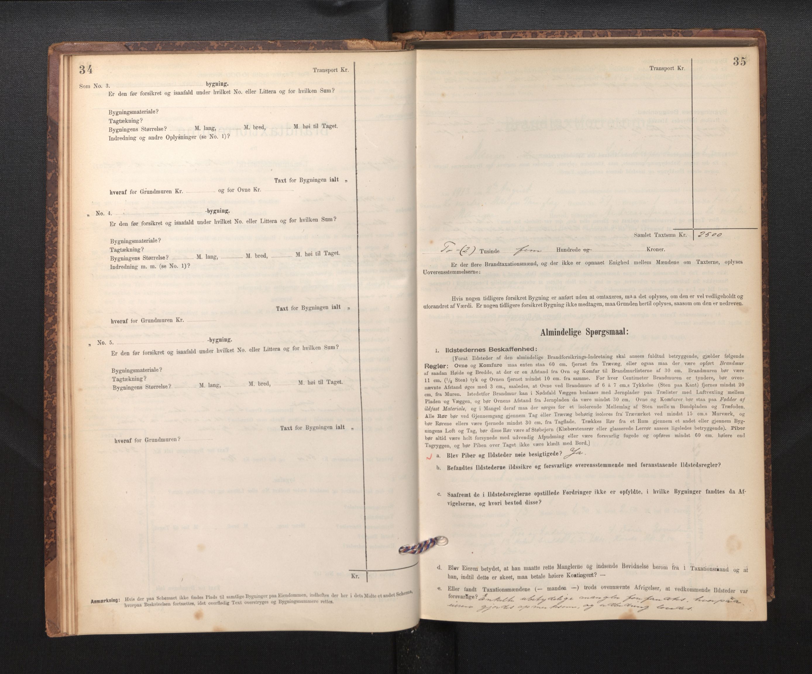 Lensmannen i Manger, SAB/A-33701/0012/L0004: Branntakstprotokoll, skjematakst, 1894-1952, s. 34-35