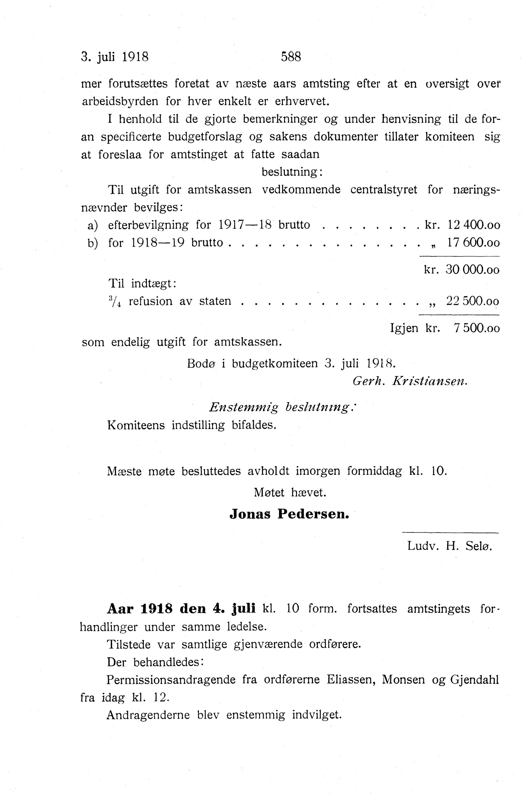 Nordland Fylkeskommune. Fylkestinget, AIN/NFK-17/176/A/Ac/L0041: Fylkestingsforhandlinger 1918, 1918, s. 588