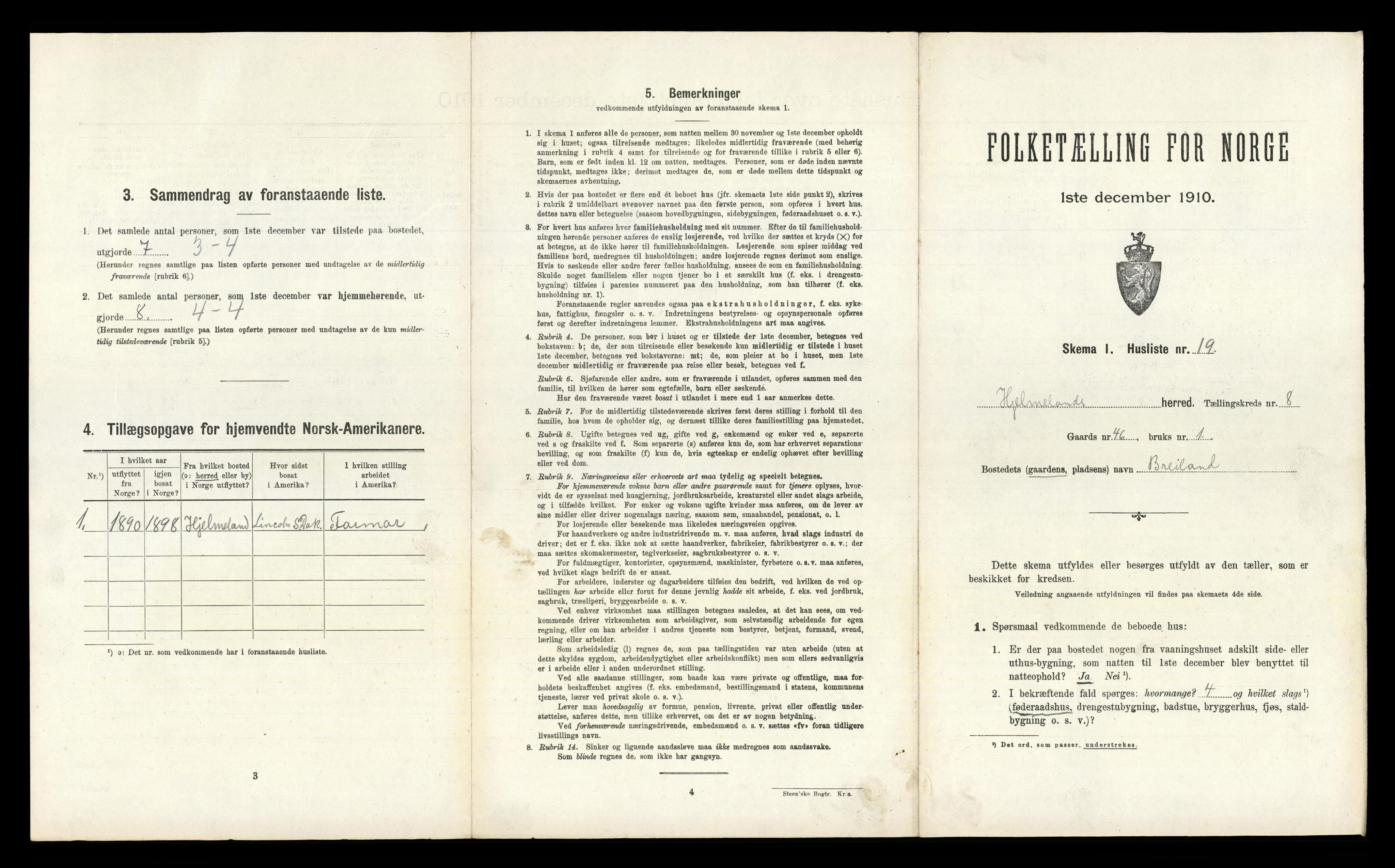 RA, Folketelling 1910 for 1133 Hjelmeland herred, 1910, s. 488
