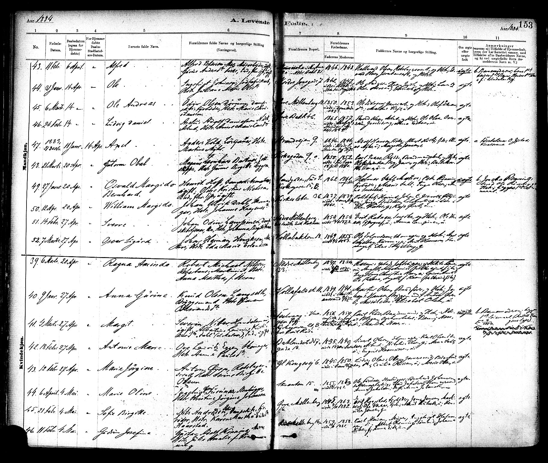 Ministerialprotokoller, klokkerbøker og fødselsregistre - Sør-Trøndelag, SAT/A-1456/604/L0188: Ministerialbok nr. 604A09, 1878-1892, s. 153