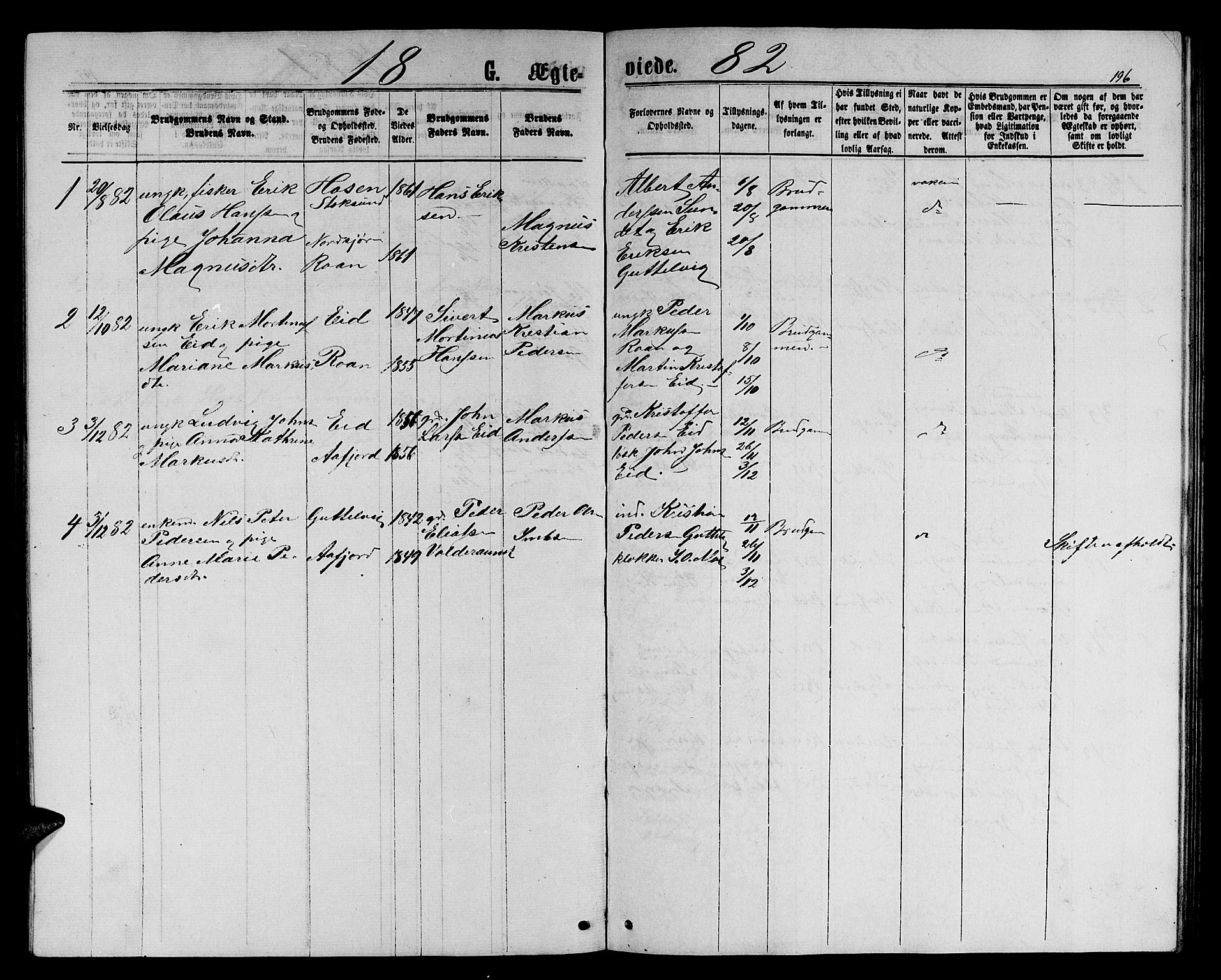 Ministerialprotokoller, klokkerbøker og fødselsregistre - Sør-Trøndelag, AV/SAT-A-1456/656/L0695: Klokkerbok nr. 656C01, 1867-1889, s. 196