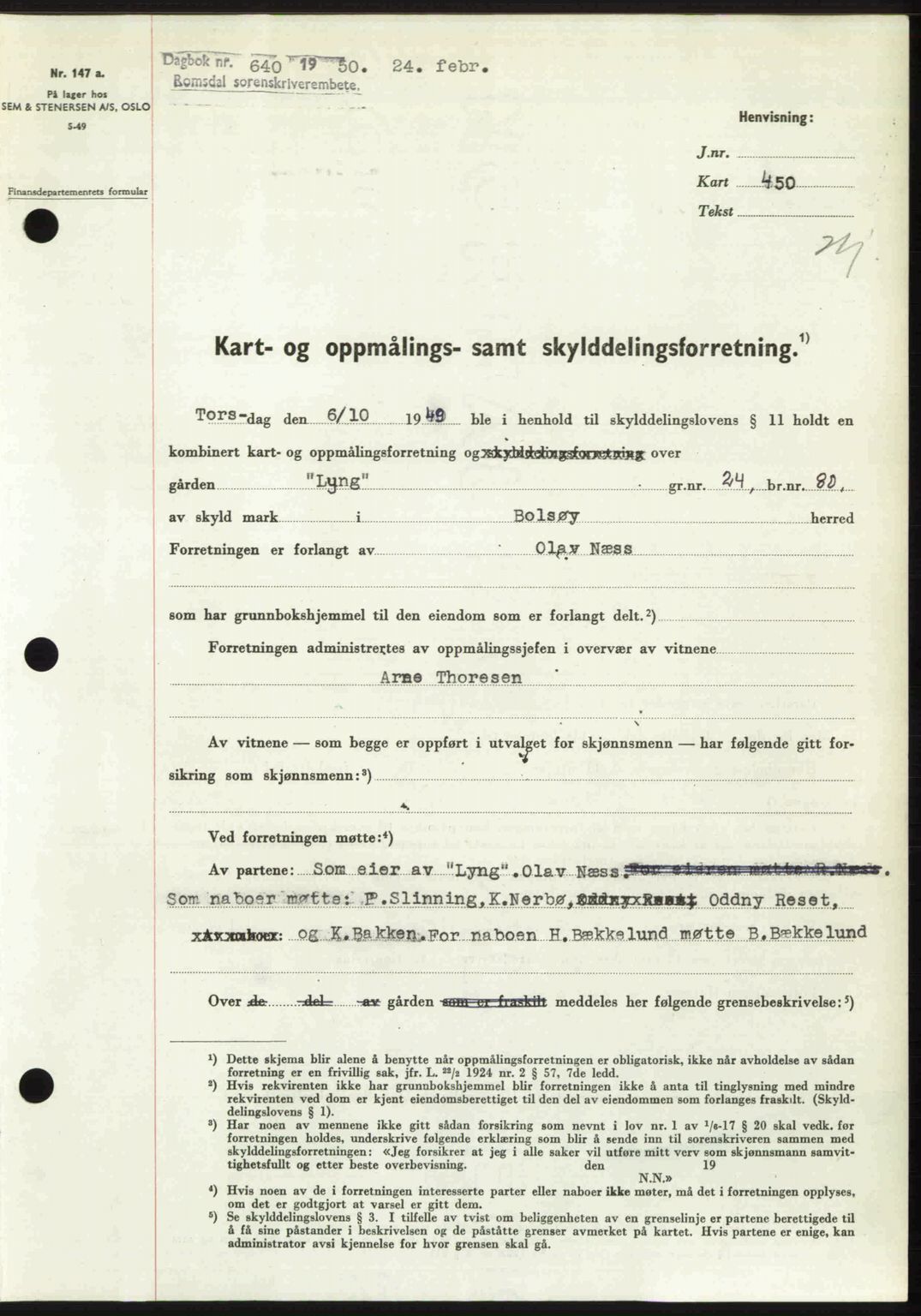 Romsdal sorenskriveri, SAT/A-4149/1/2/2C: Pantebok nr. A32, 1950-1950, Dagboknr: 640/1950