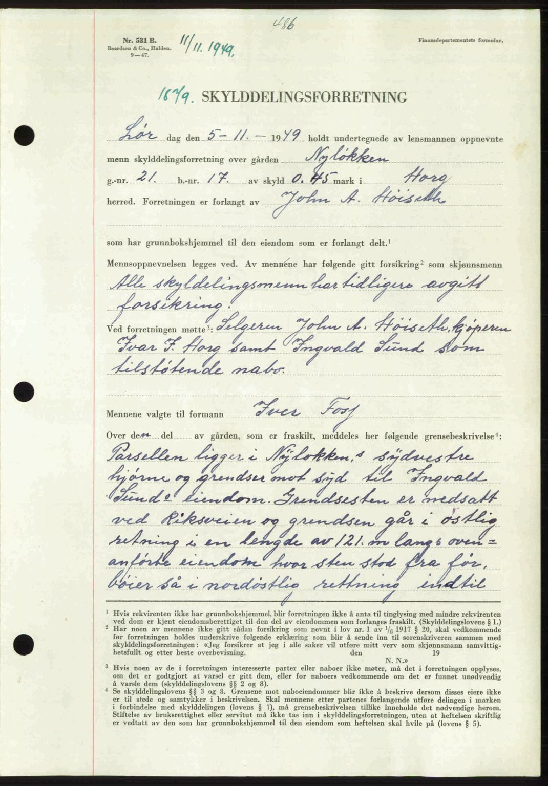 Gauldal sorenskriveri, SAT/A-0014/1/2/2C: Pantebok nr. A9, 1949-1950, Dagboknr: 1879/1949