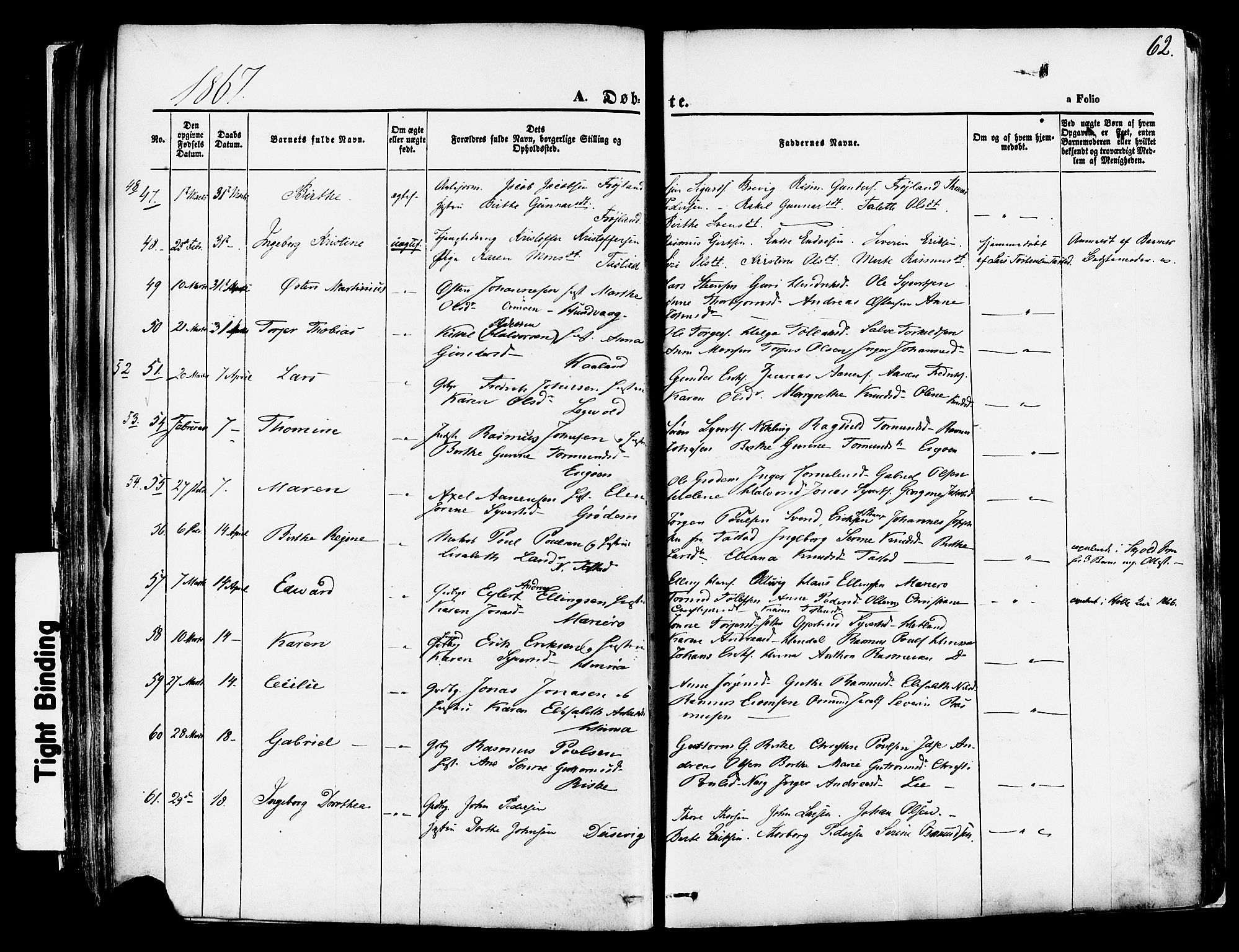 Hetland sokneprestkontor, AV/SAST-A-101826/30/30BA/L0003: Ministerialbok nr. A 3, 1862-1876, s. 62