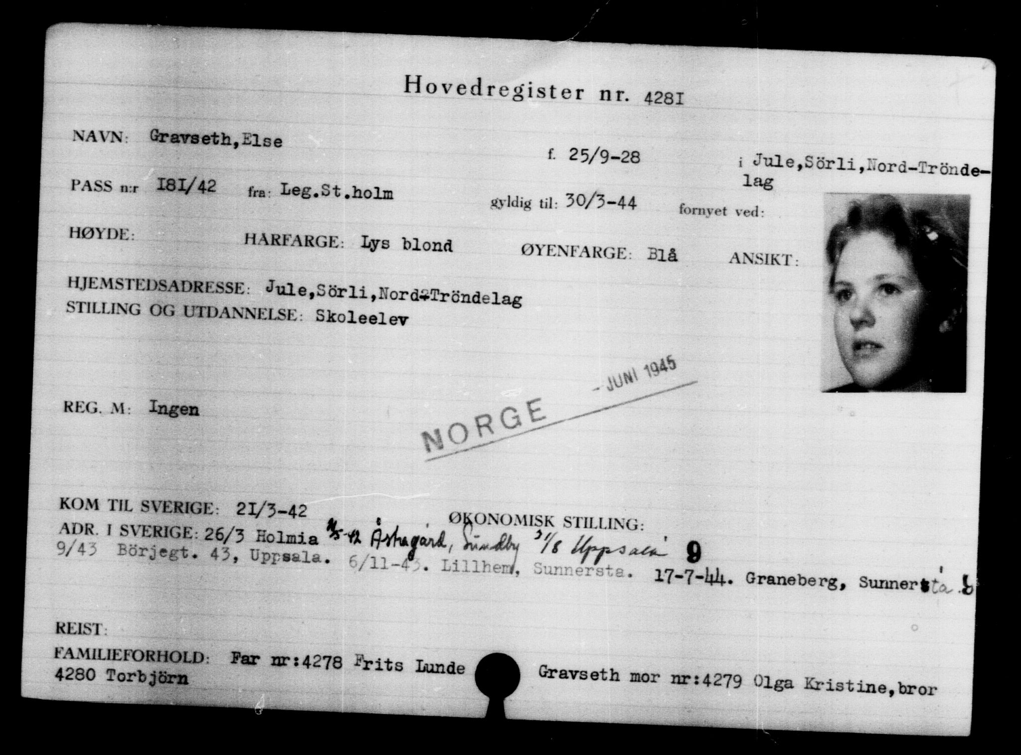 Den Kgl. Norske Legasjons Flyktningskontor, AV/RA-S-6753/V/Va/L0004: Kjesäterkartoteket.  Flyktningenr. 3496-6610, 1940-1945, s. 953