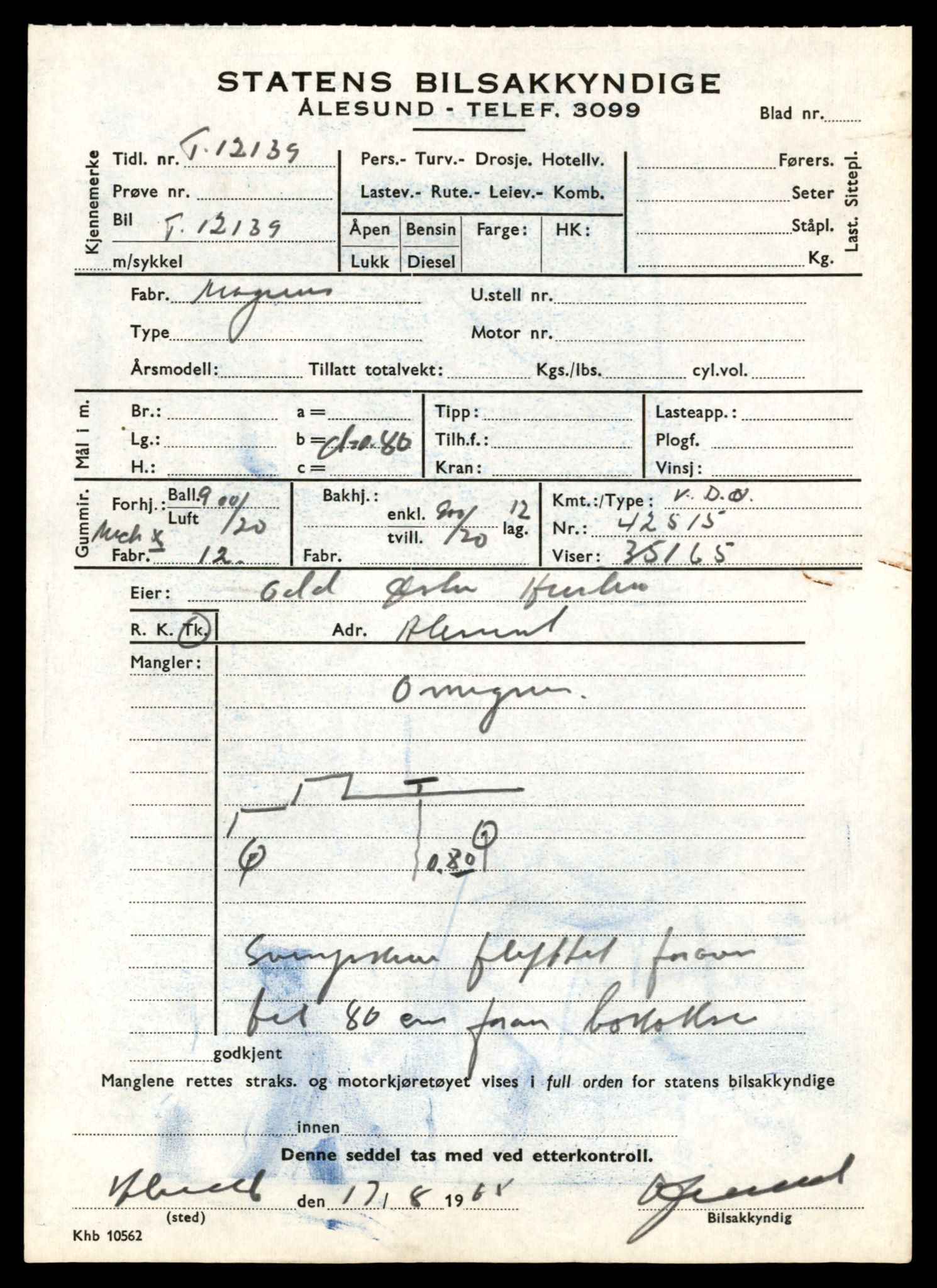 Møre og Romsdal vegkontor - Ålesund trafikkstasjon, AV/SAT-A-4099/F/Fe/L0032: Registreringskort for kjøretøy T 11997 - T 12149, 1927-1998, s. 3517