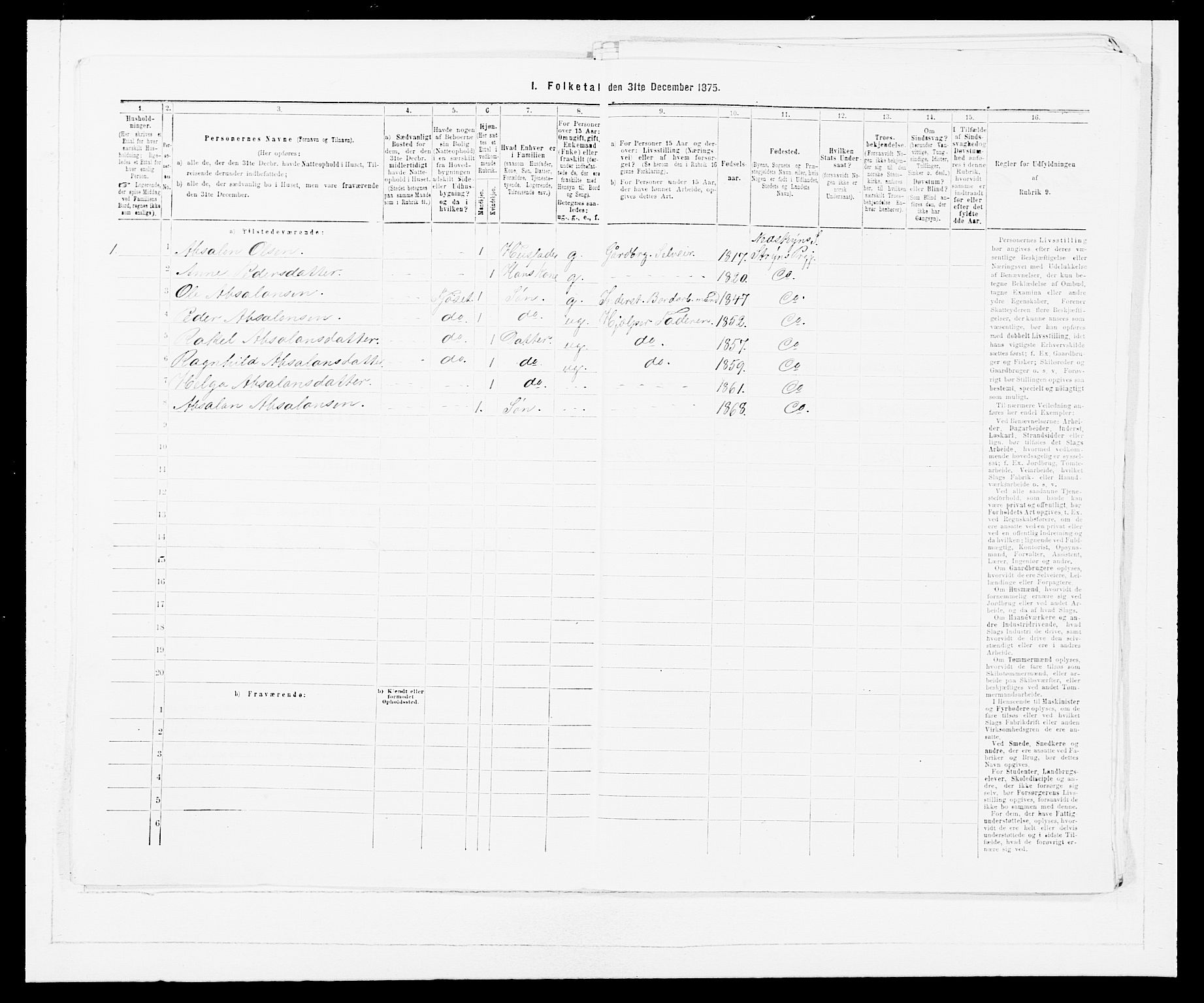 SAB, Folketelling 1875 for 1448P Stryn prestegjeld, 1875, s. 324