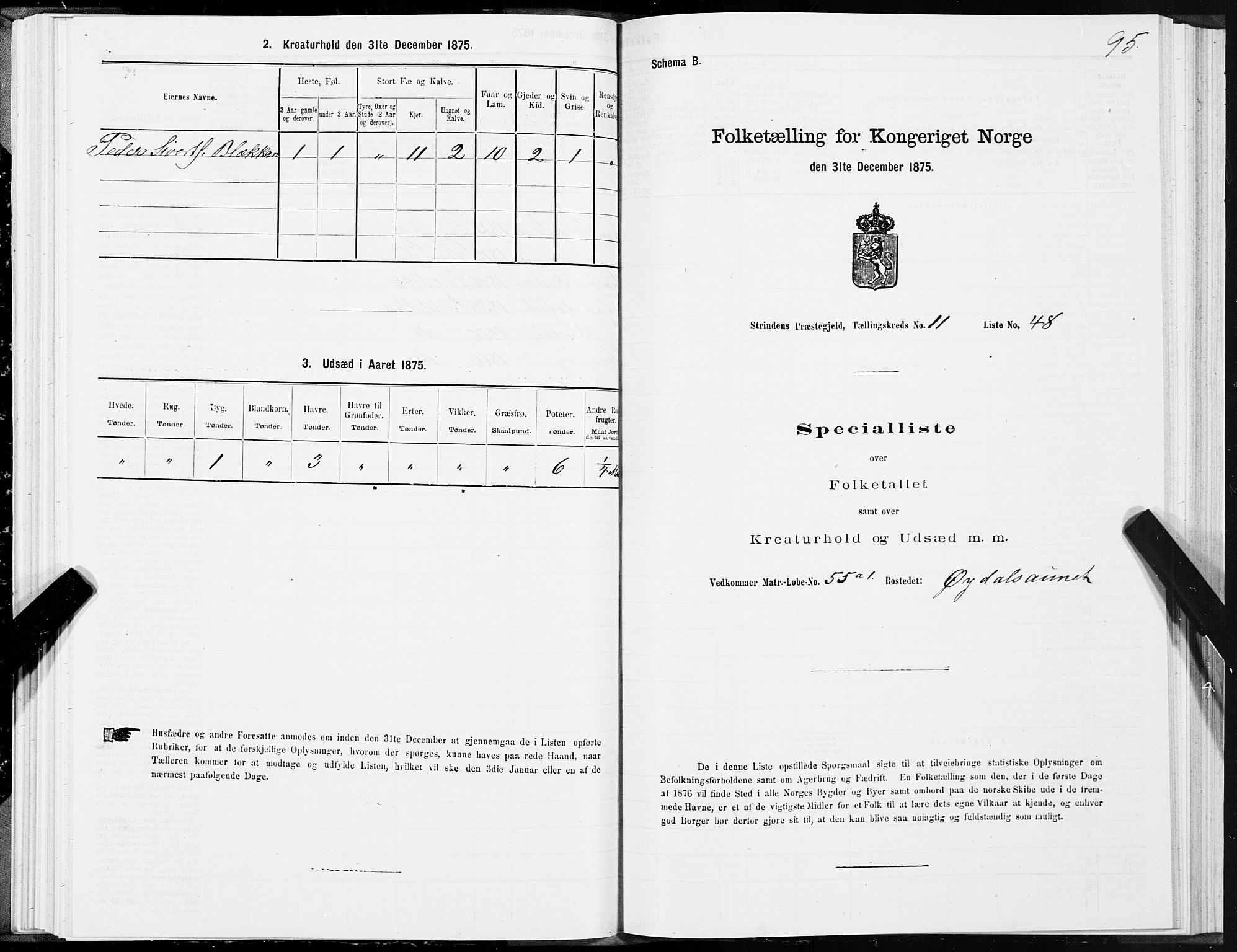 SAT, Folketelling 1875 for 1660P Strinda prestegjeld, 1875, s. 7095