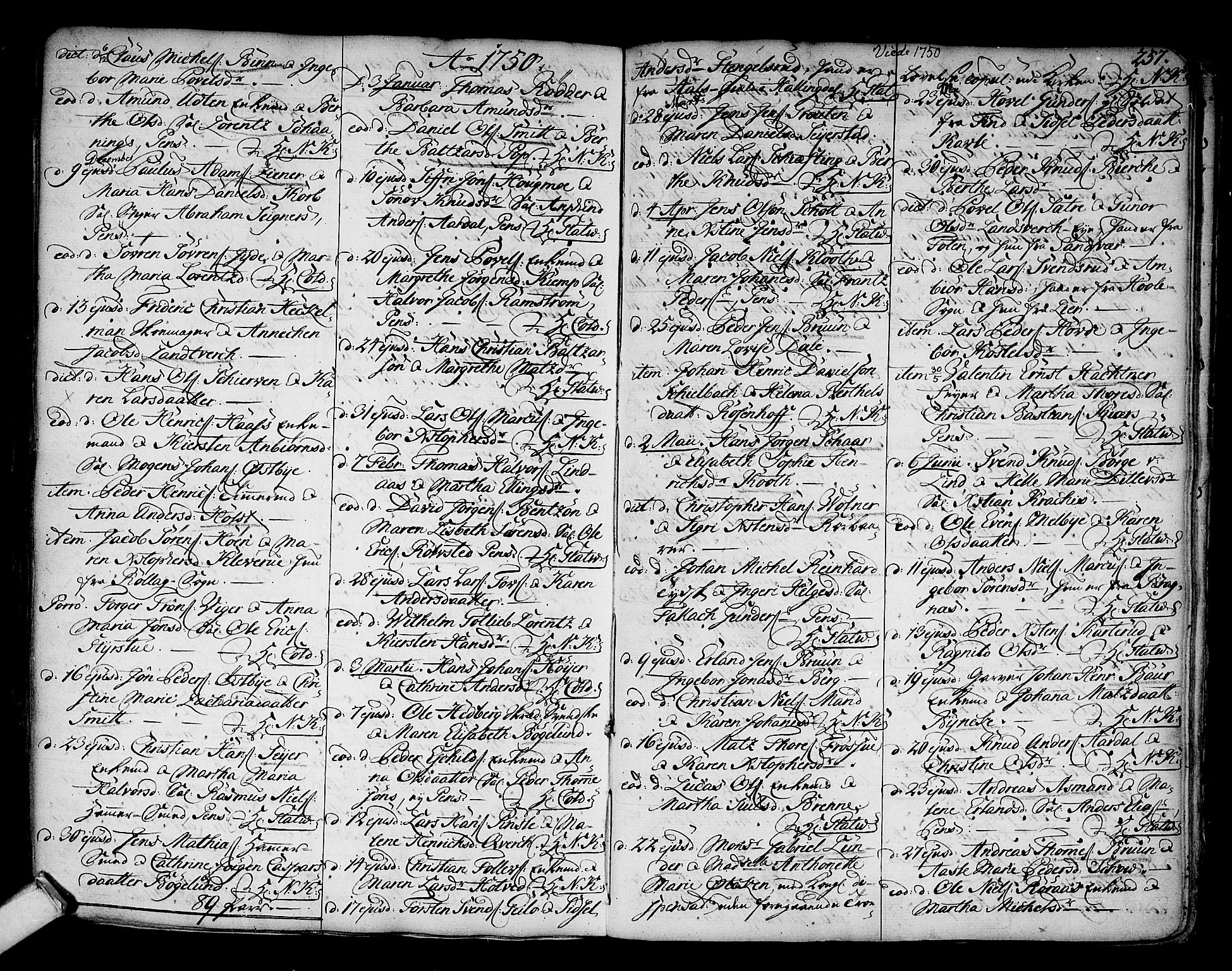 Kongsberg kirkebøker, SAKO/A-22/F/Fa/L0003: Ministerialbok nr. I 3, 1744-1755, s. 257