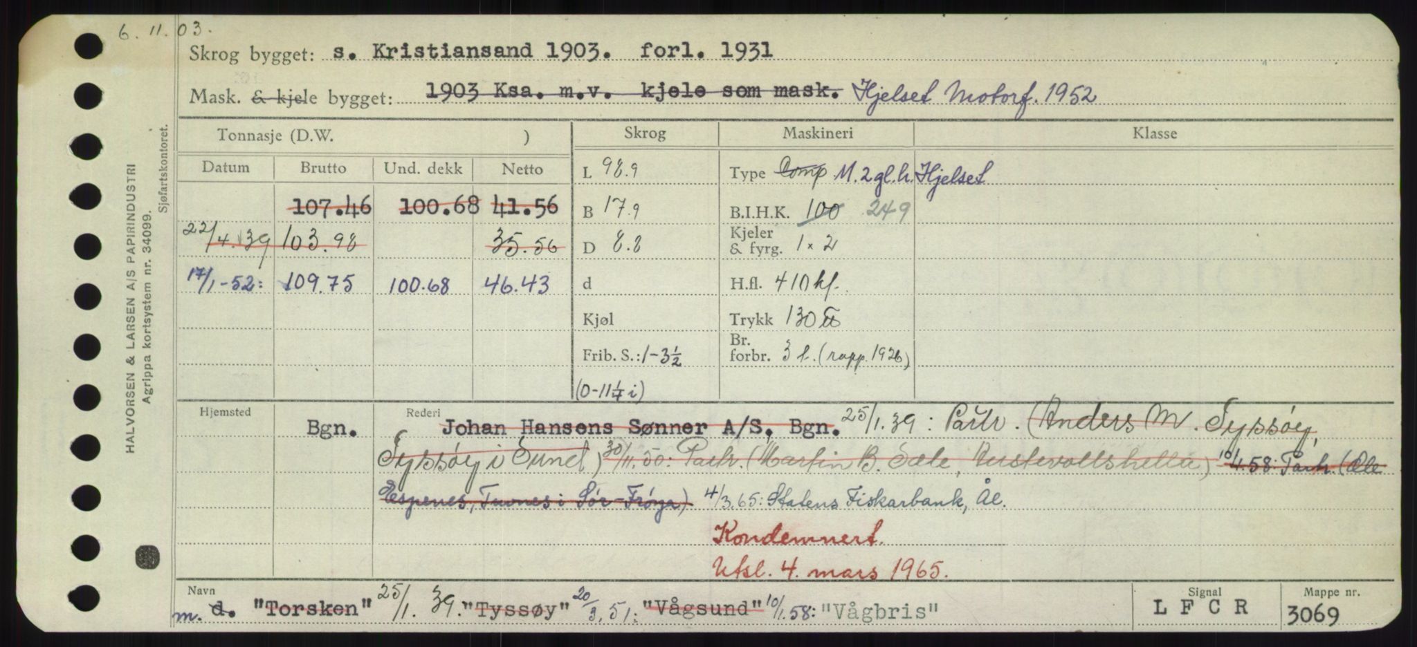 Sjøfartsdirektoratet med forløpere, Skipsmålingen, AV/RA-S-1627/H/Hd/L0042: Fartøy, Vi-We, s. 163