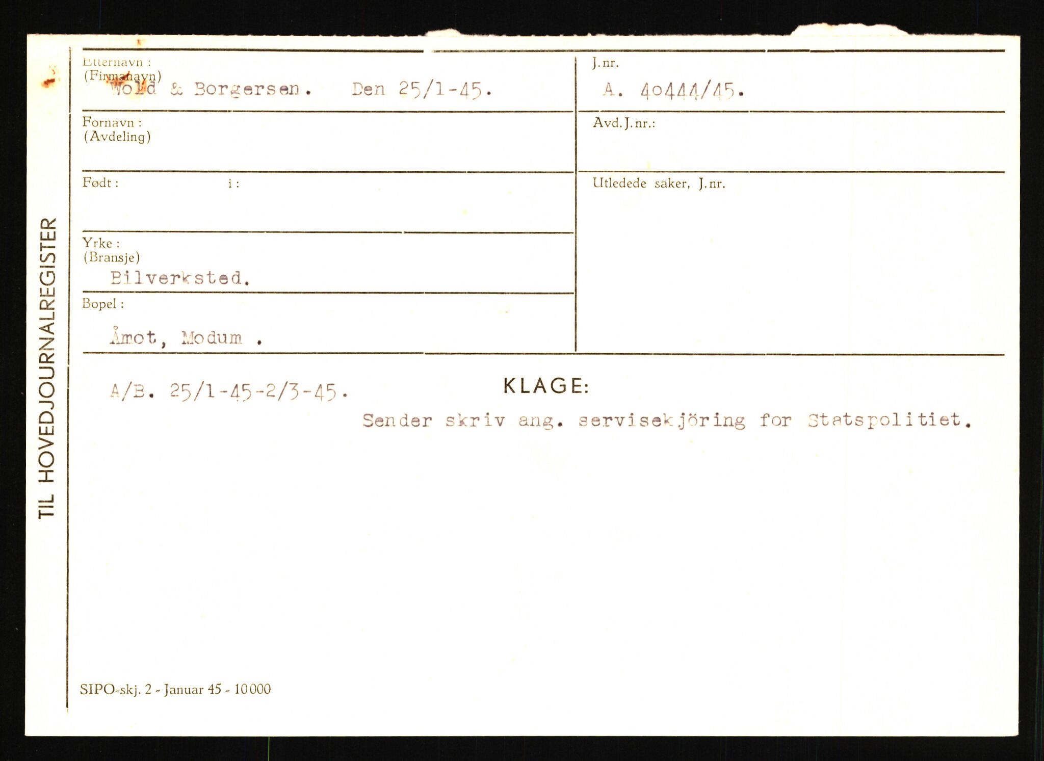 Statspolitiet - Hovedkontoret / Osloavdelingen, AV/RA-S-1329/C/Ca/L0016: Uberg - Øystese, 1943-1945, s. 2967