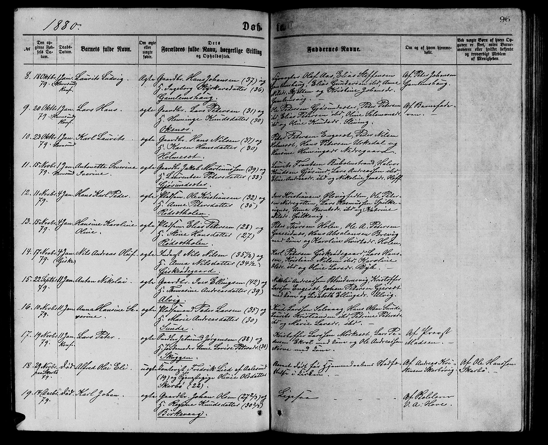 Ministerialprotokoller, klokkerbøker og fødselsregistre - Møre og Romsdal, AV/SAT-A-1454/528/L0429: Klokkerbok nr. 528C10, 1872-1886, s. 96