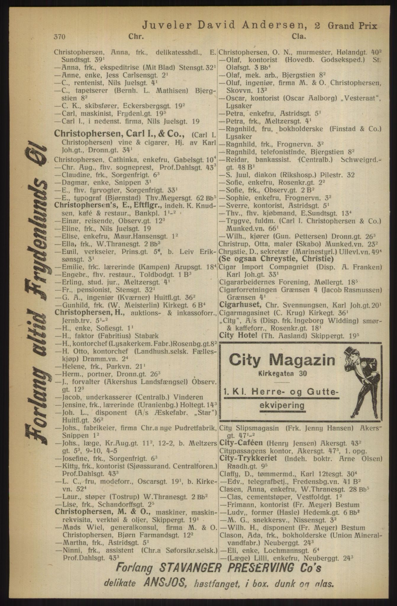 Kristiania/Oslo adressebok, PUBL/-, 1914, s. 370