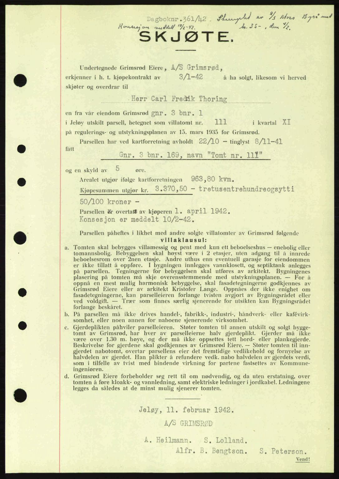 Moss sorenskriveri, SAO/A-10168: Pantebok nr. A9, 1941-1942, Dagboknr: 361/1942