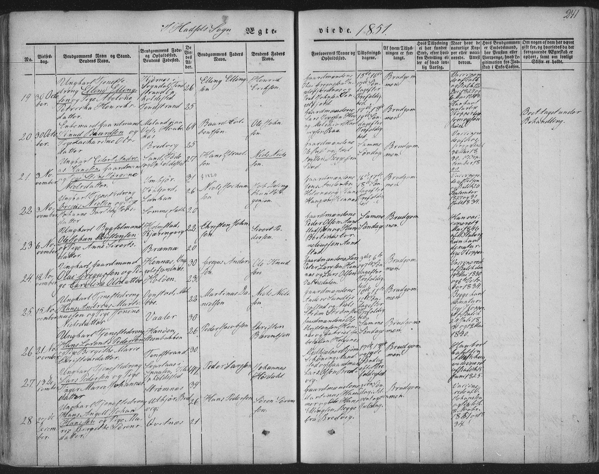 Ministerialprotokoller, klokkerbøker og fødselsregistre - Nordland, AV/SAT-A-1459/888/L1241: Ministerialbok nr. 888A07, 1849-1869, s. 241