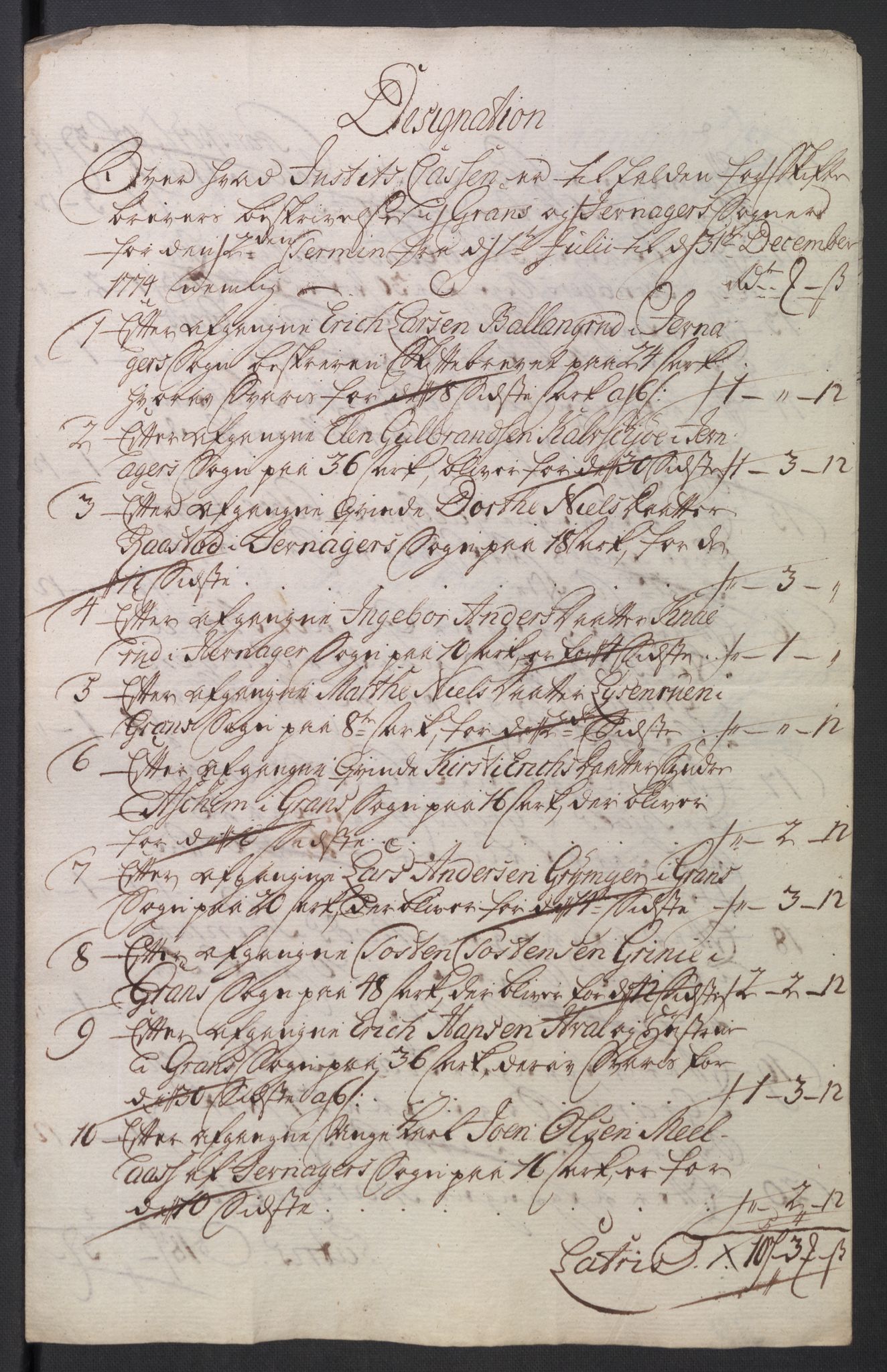 Rentekammeret inntil 1814, Reviderte regnskaper, Mindre regnskaper, RA/EA-4068/Rb/L0014: Opplands amt, 1771-1779, s. 278