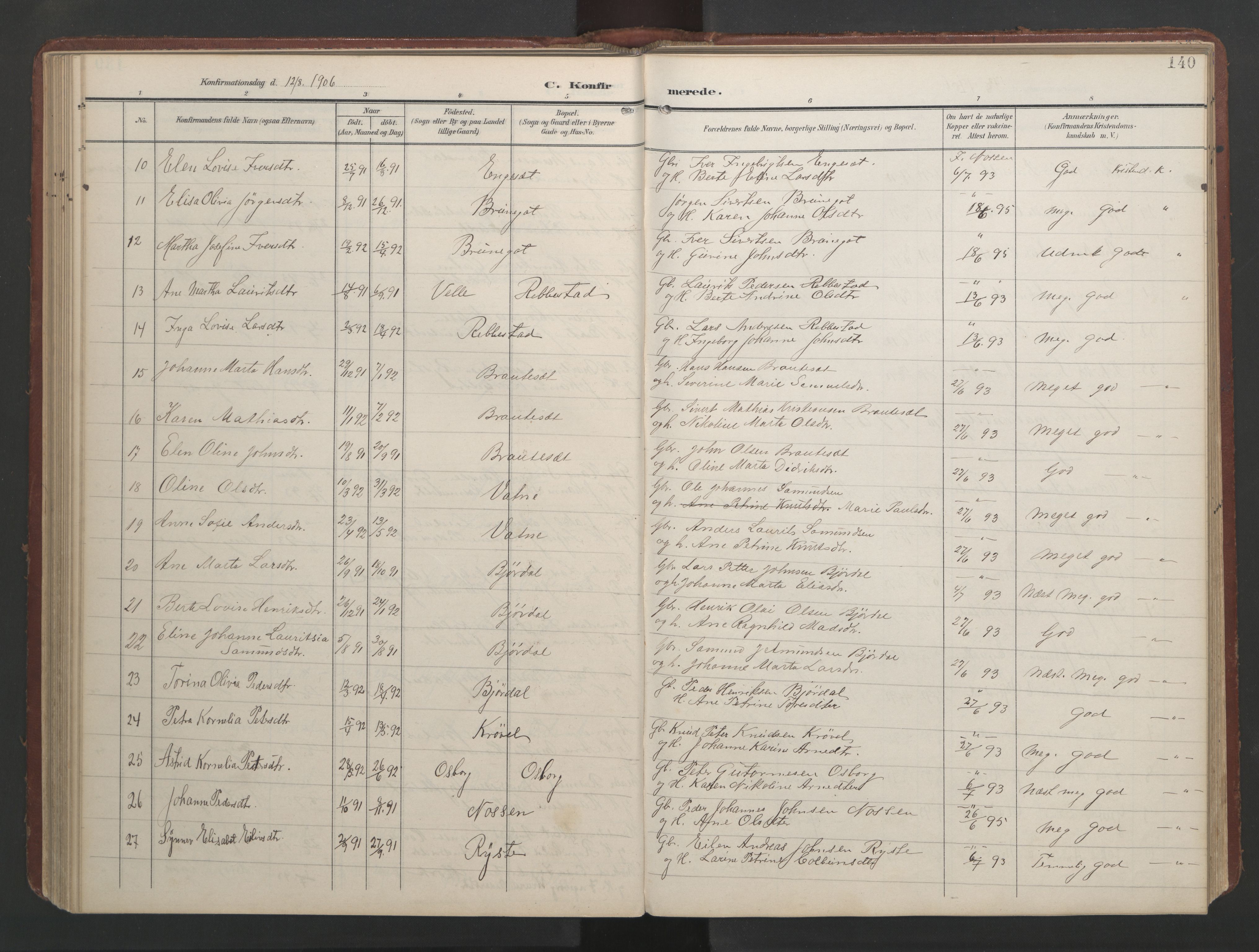 Ministerialprotokoller, klokkerbøker og fødselsregistre - Møre og Romsdal, AV/SAT-A-1454/513/L0190: Klokkerbok nr. 513C04, 1904-1926, s. 140