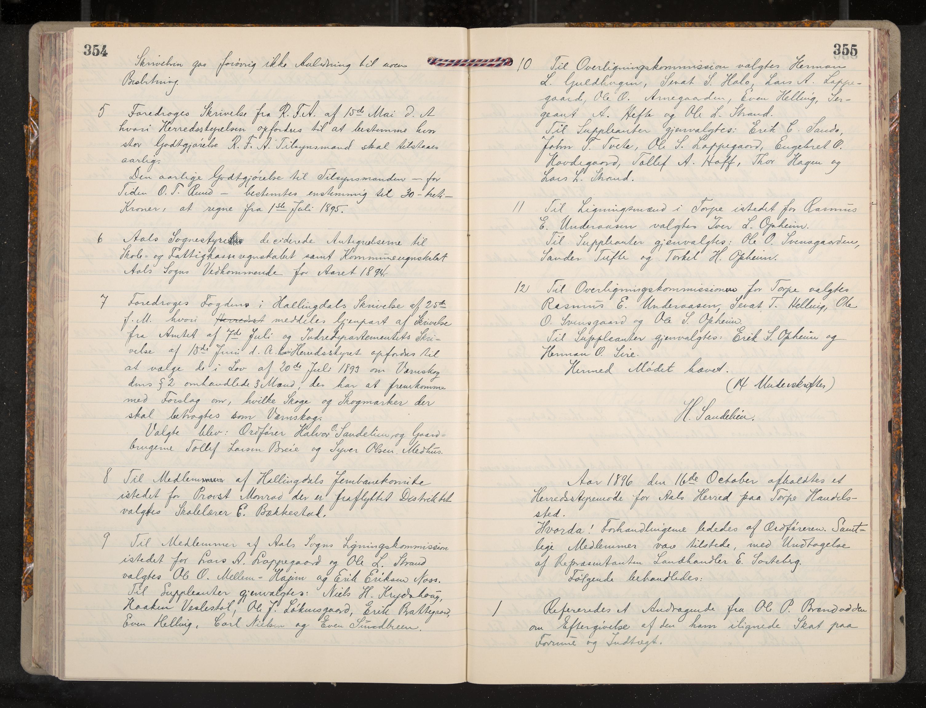 Ål formannskap og sentraladministrasjon, IKAK/0619021/A/Aa/L0004: Utskrift av møtebok, 1881-1901, s. 354-355