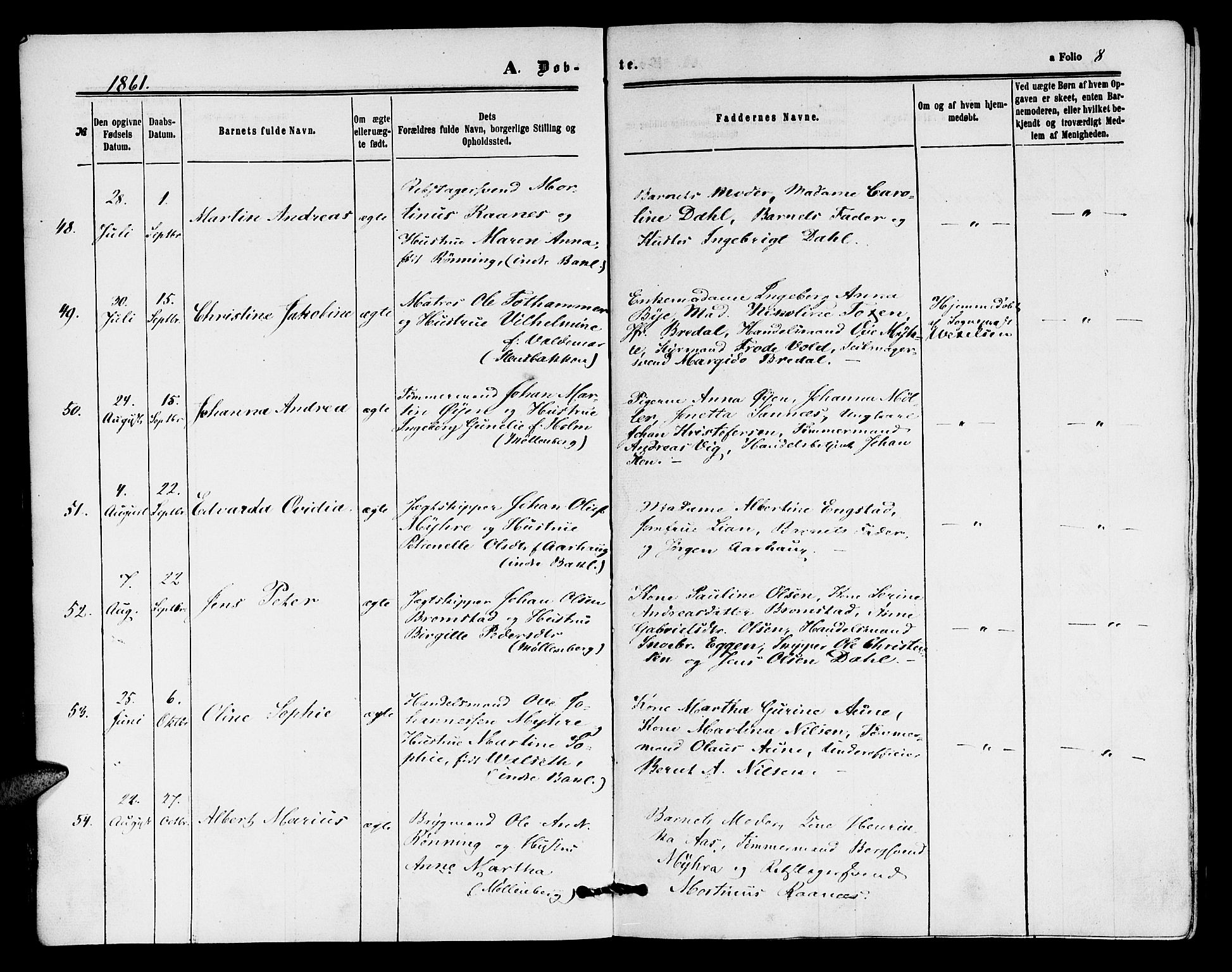 Ministerialprotokoller, klokkerbøker og fødselsregistre - Sør-Trøndelag, SAT/A-1456/604/L0185: Ministerialbok nr. 604A06, 1861-1865, s. 8
