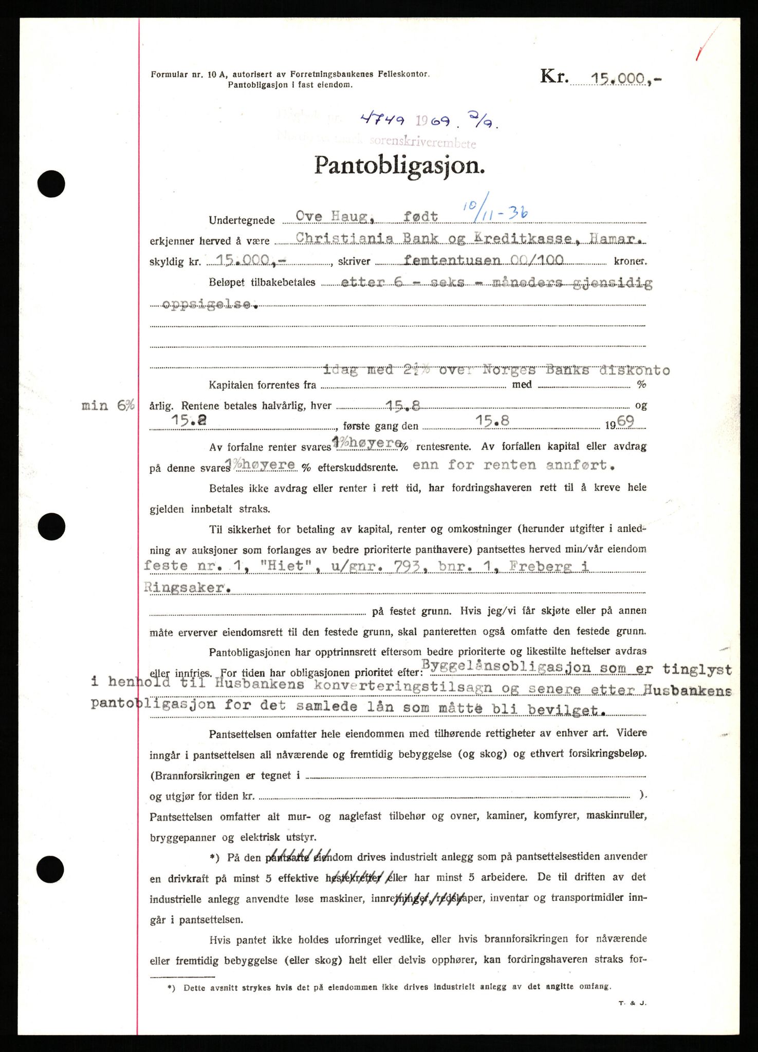 Nord-Hedmark sorenskriveri, SAH/TING-012/H/Hb/Hbf/L0081: Pantebok nr. B81, 1969-1969, Dagboknr: 4749/1969