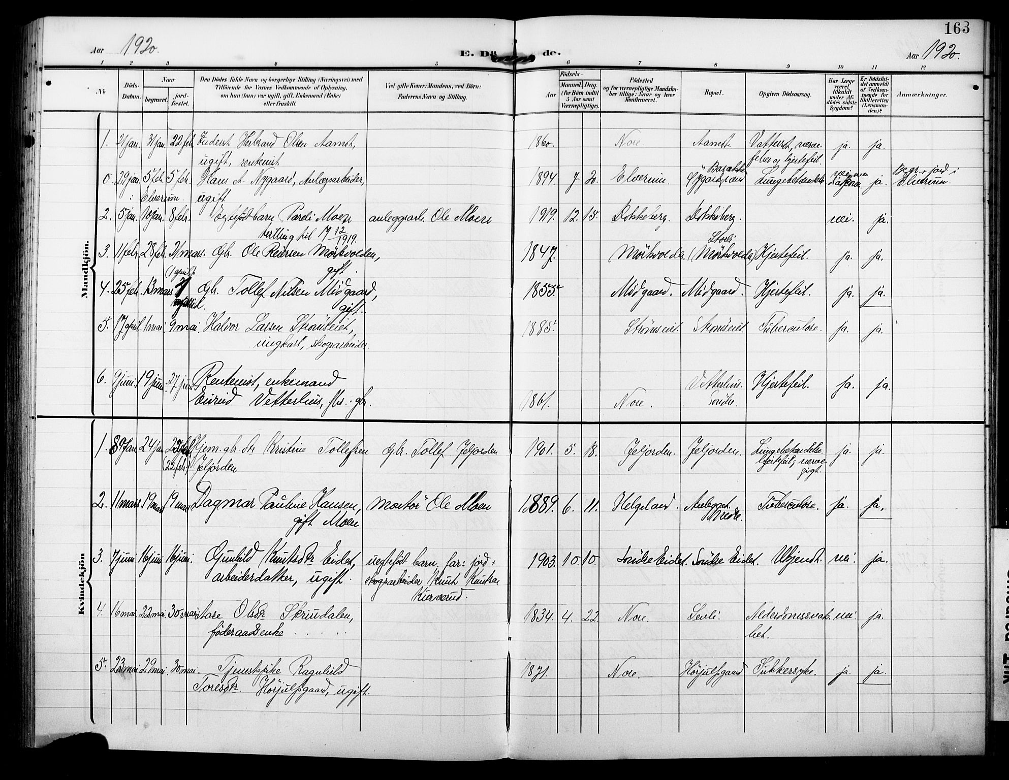 Nore kirkebøker, AV/SAKO-A-238/F/Fb/L0003: Ministerialbok nr. II 3, 1906-1926, s. 163