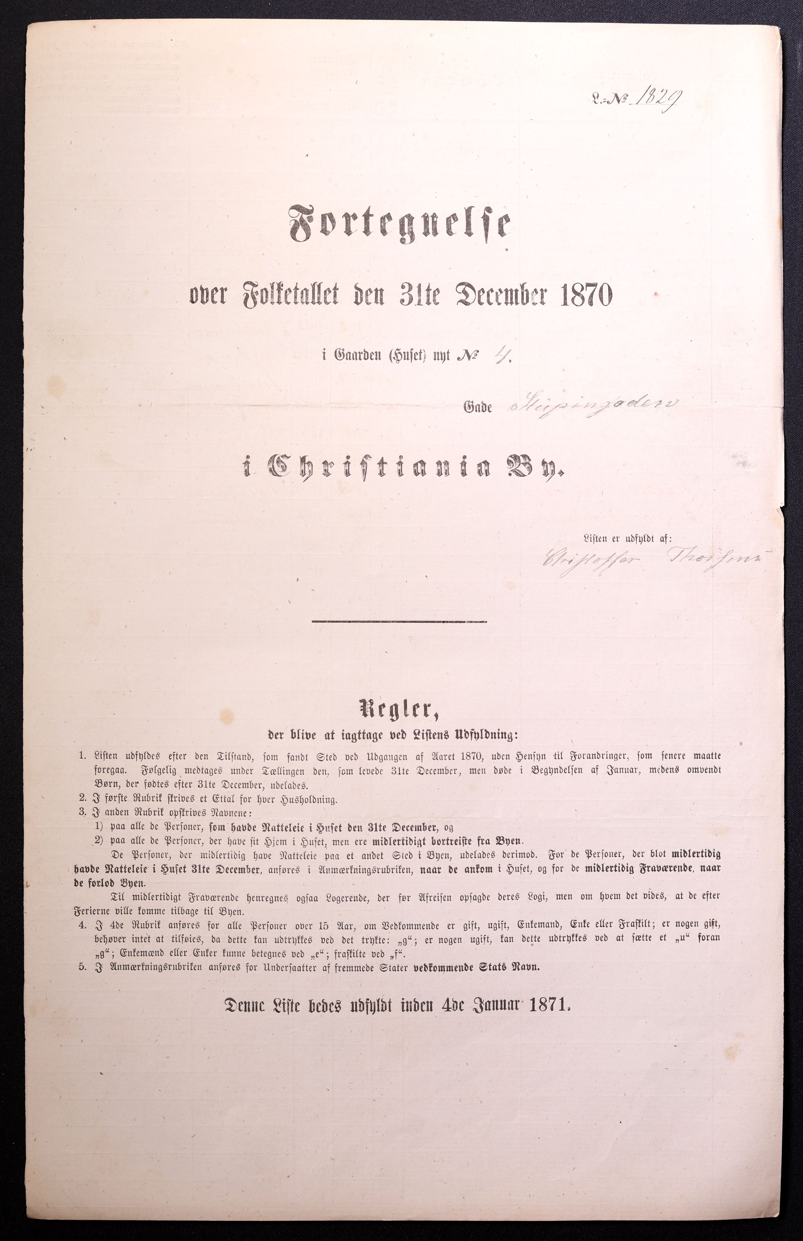 RA, Folketelling 1870 for 0301 Kristiania kjøpstad, 1870, s. 4081