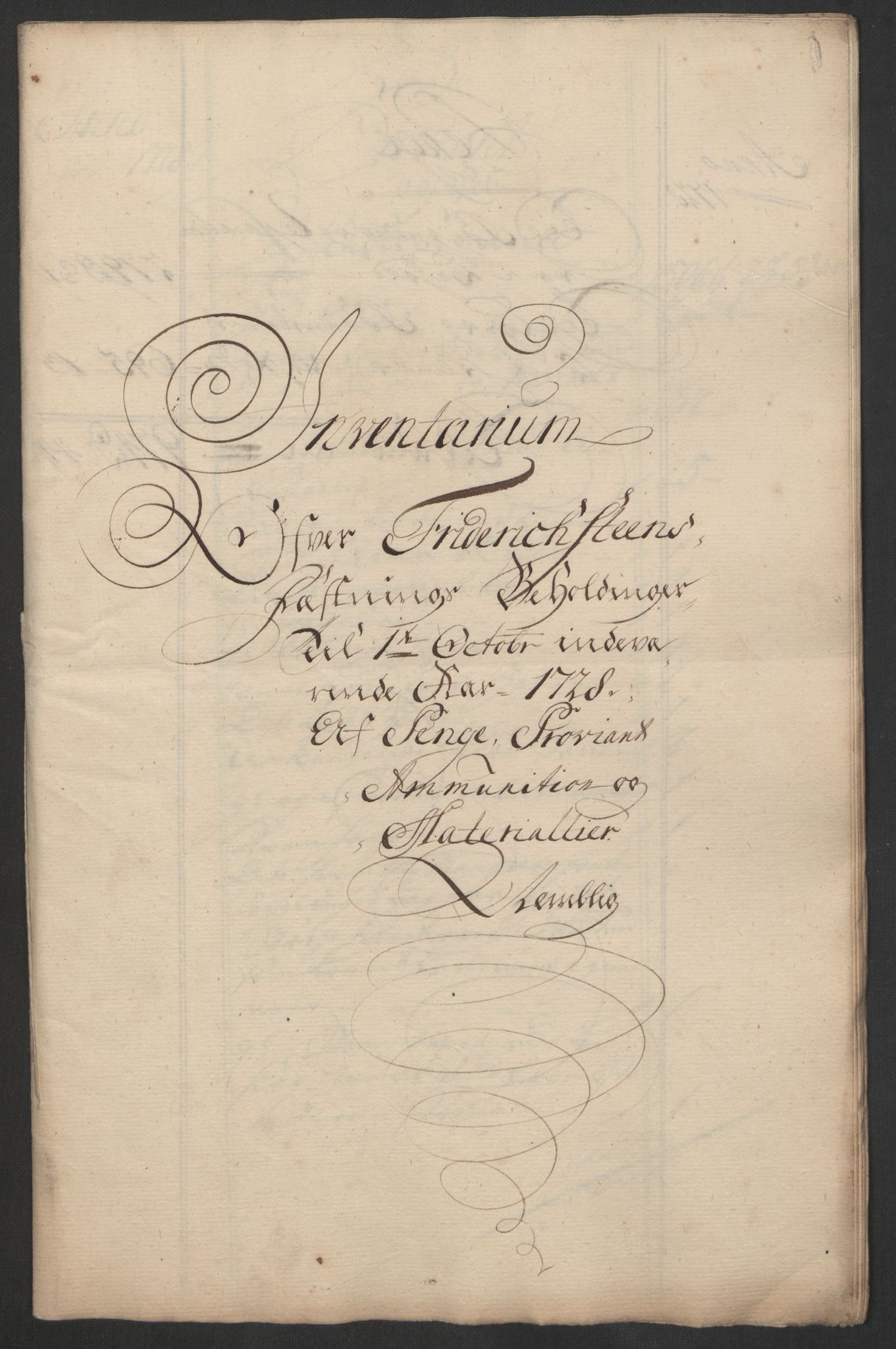 Kommanderende general (KG I) med Det norske krigsdirektorium, RA/EA-5419/D/L0153: Fredriksten festning: Brev, inventarfortegnelser og regnskapsekstrakter, 1724-1729, s. 617