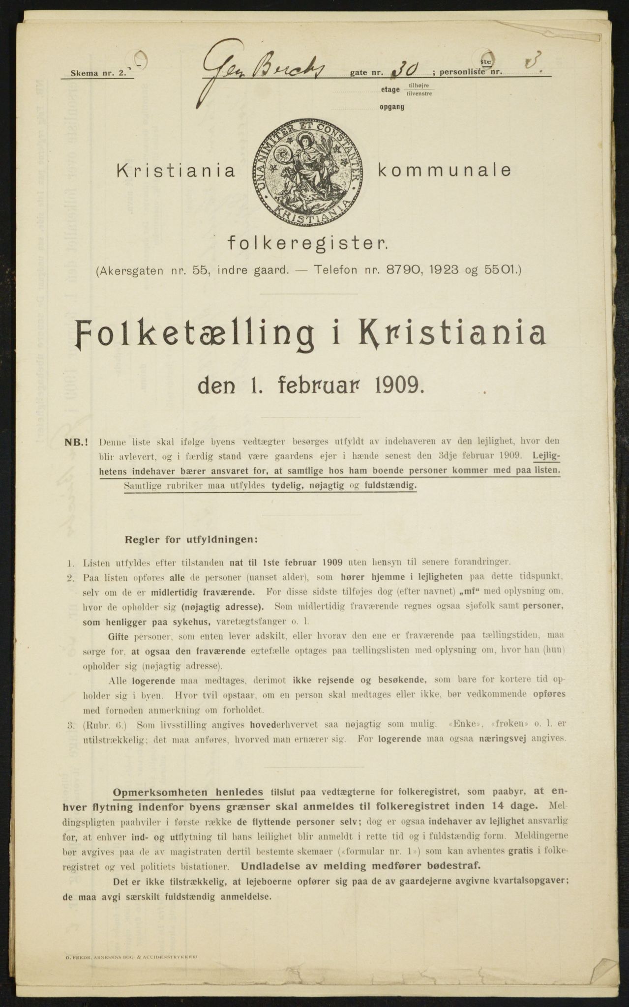 OBA, Kommunal folketelling 1.2.1909 for Kristiania kjøpstad, 1909, s. 26400