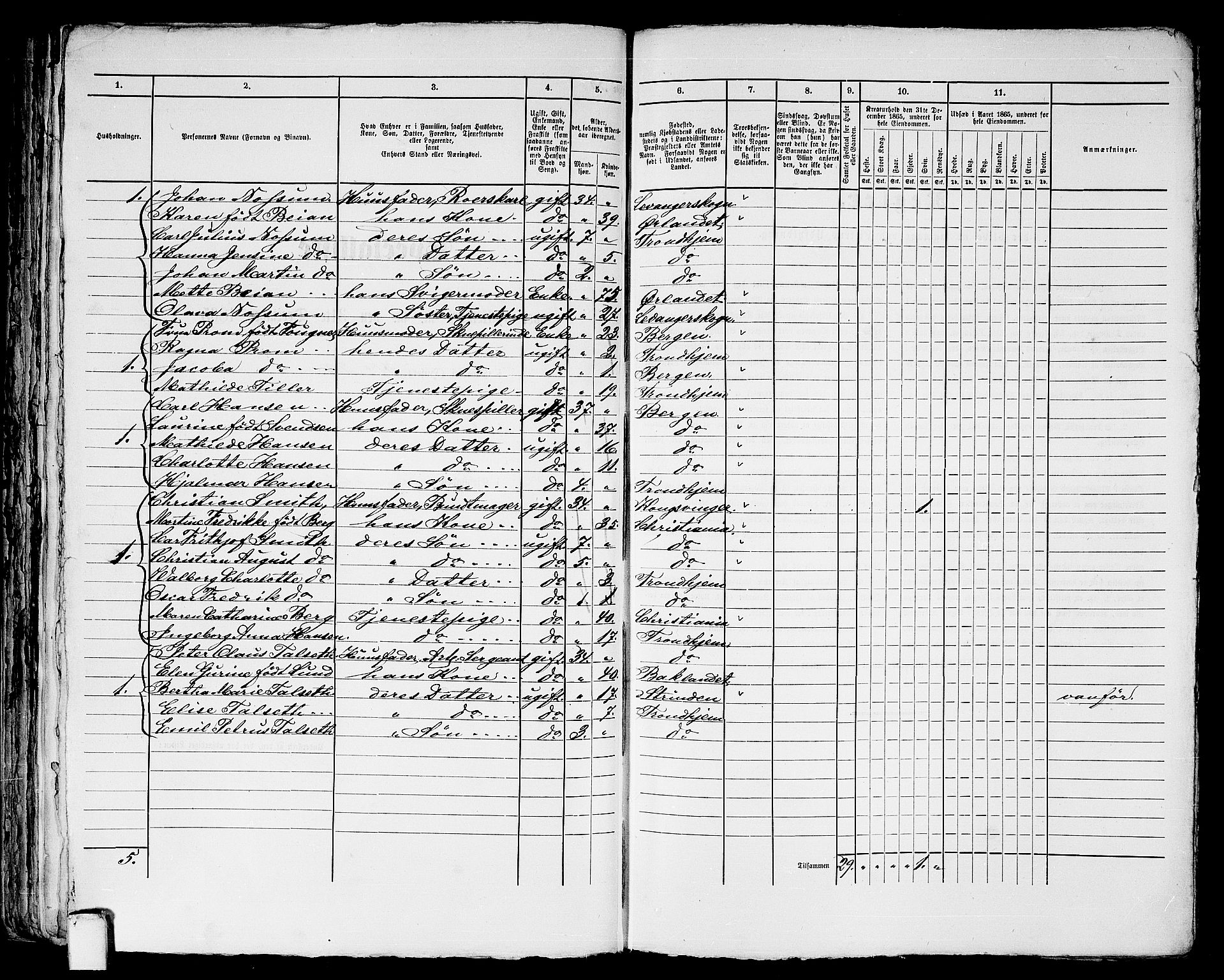 RA, Folketelling 1865 for 1601 Trondheim kjøpstad, 1865, s. 1169