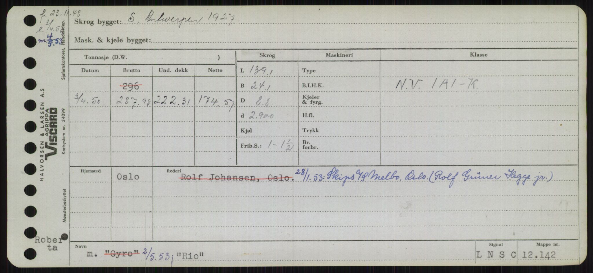 Sjøfartsdirektoratet med forløpere, Skipsmålingen, RA/S-1627/H/Hb/L0004: Fartøy, O-S, s. 227