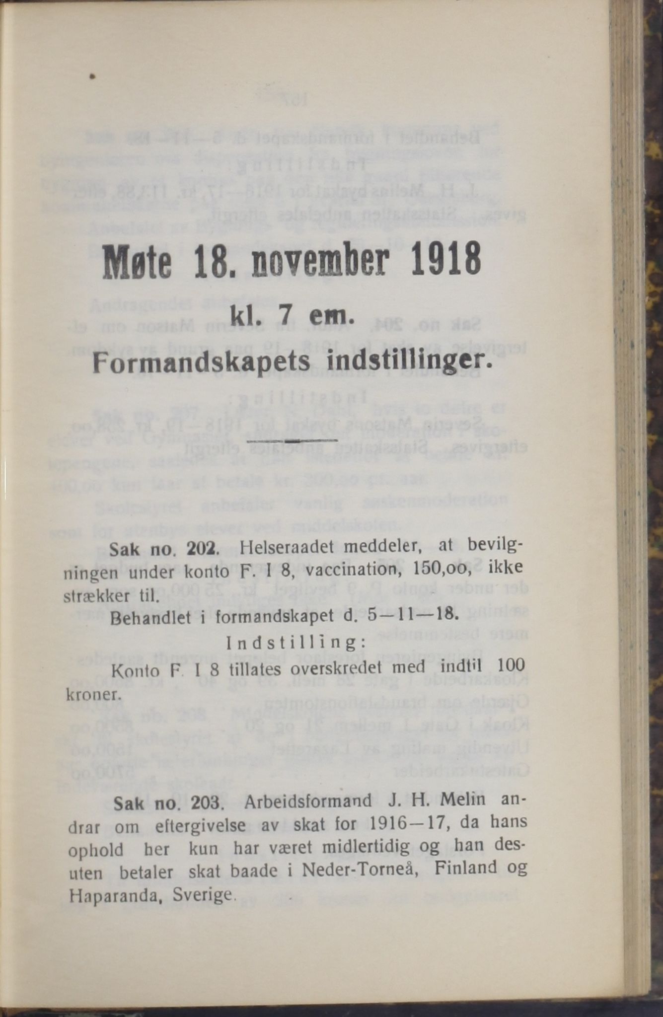 Narvik kommune. Formannskap , AIN/K-18050.150/A/Ab/L0008: Møtebok, 1918