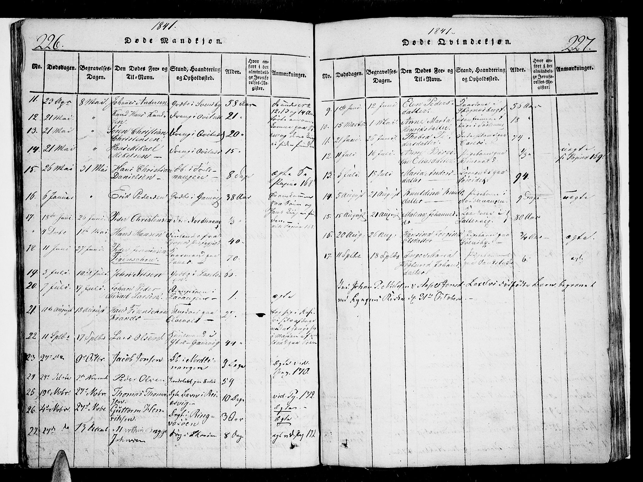 Karlsøy sokneprestembete, AV/SATØ-S-1299/H/Ha/Haa/L0002kirke: Ministerialbok nr. 2, 1823-1842, s. 226-227