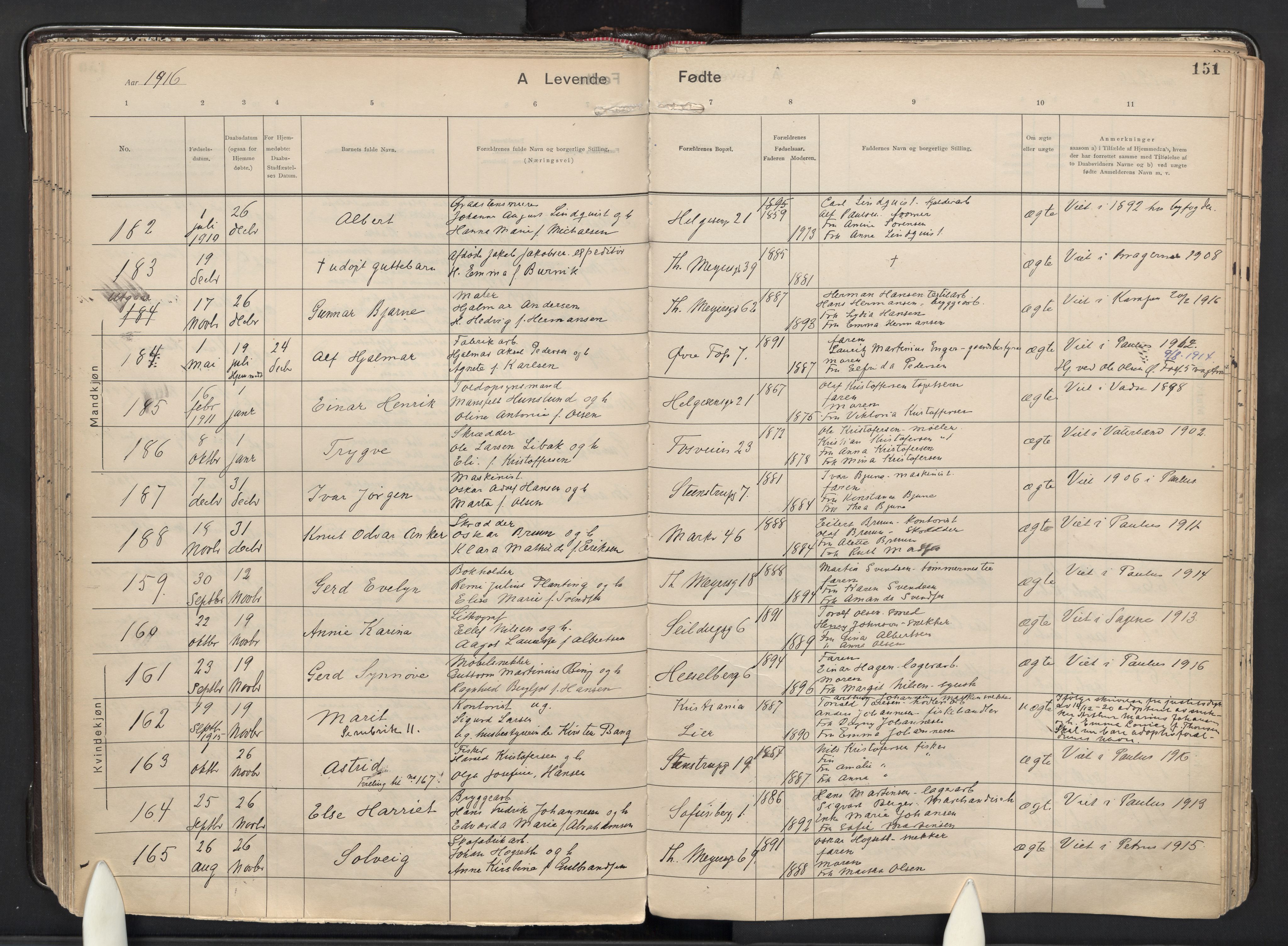 Paulus prestekontor Kirkebøker, AV/SAO-A-10871/F/Fa/L0021: Ministerialbok nr. 21, 1912-1922, s. 151