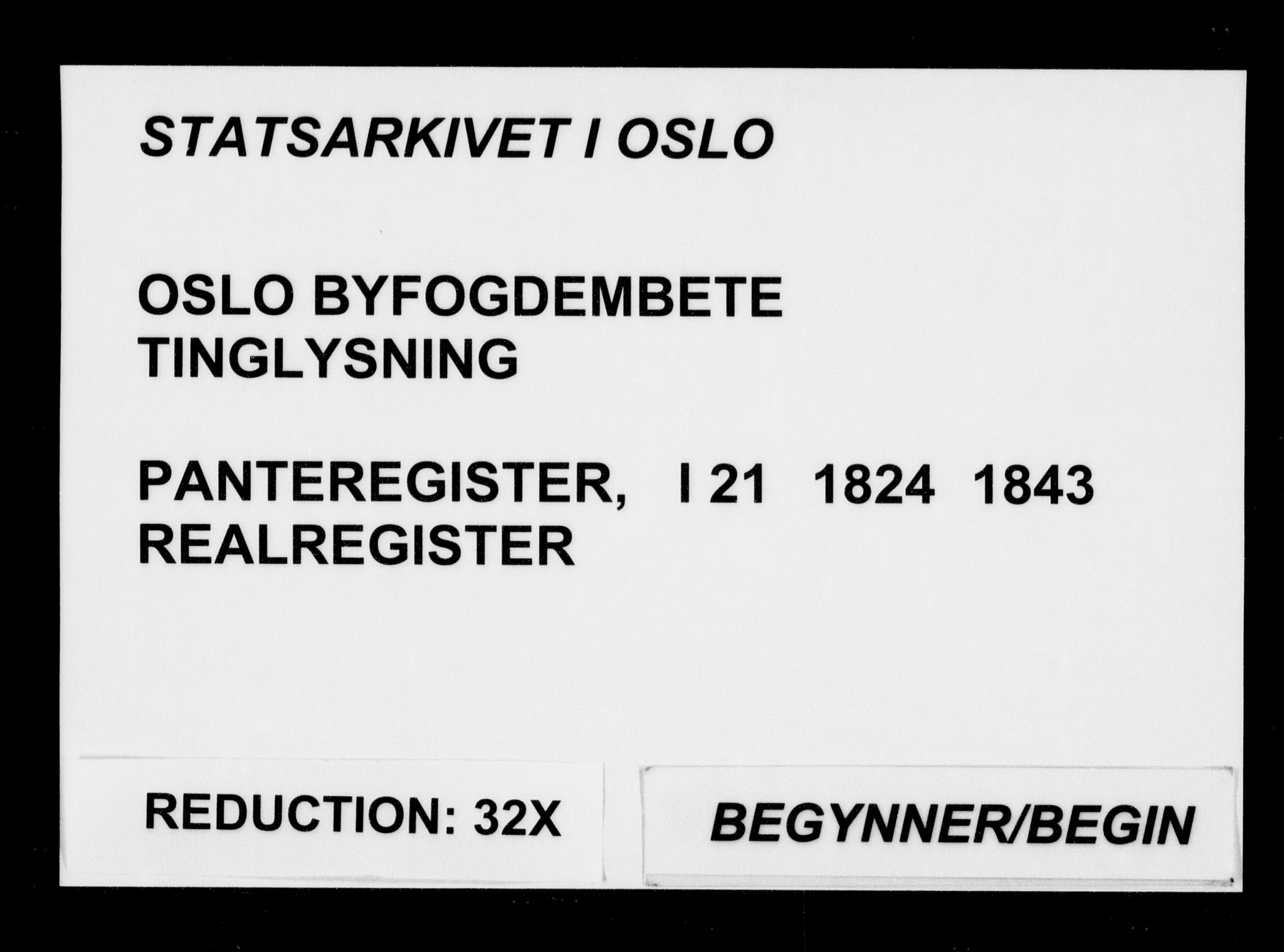 Christiania byfogd, SAO/A-11543/G/Ga/Gaa/Gaaa/L0021: Panteregister nr. I 21, 1824-1843