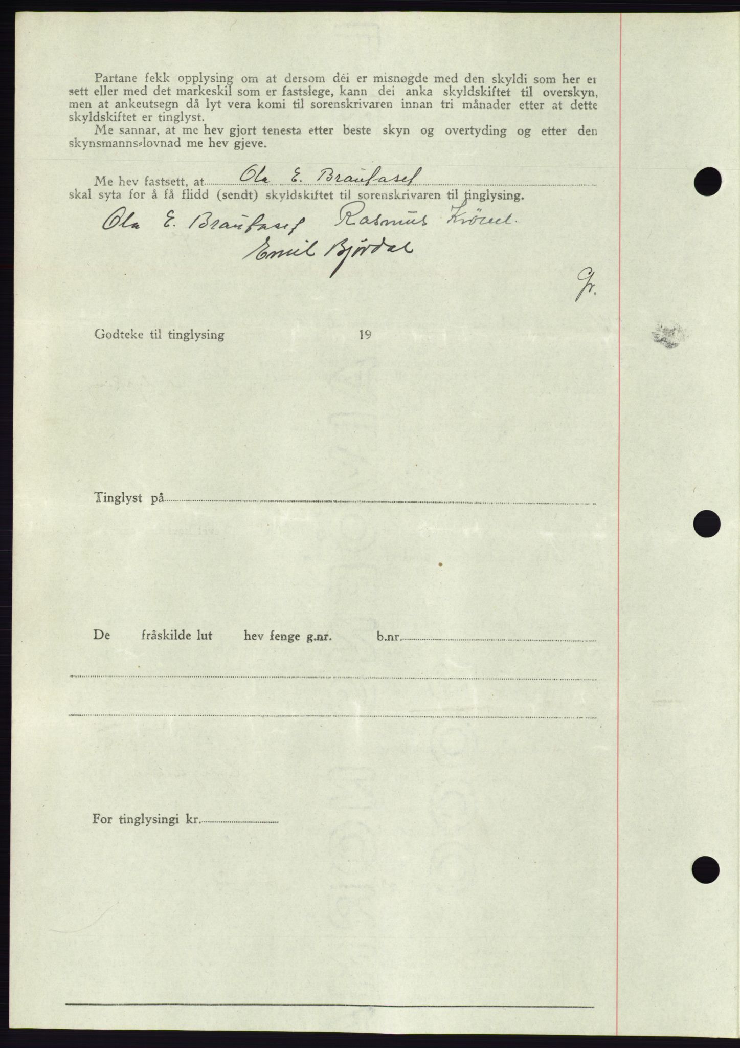 Søre Sunnmøre sorenskriveri, AV/SAT-A-4122/1/2/2C/L0077: Pantebok nr. 3A, 1945-1946, Dagboknr: 335/1945