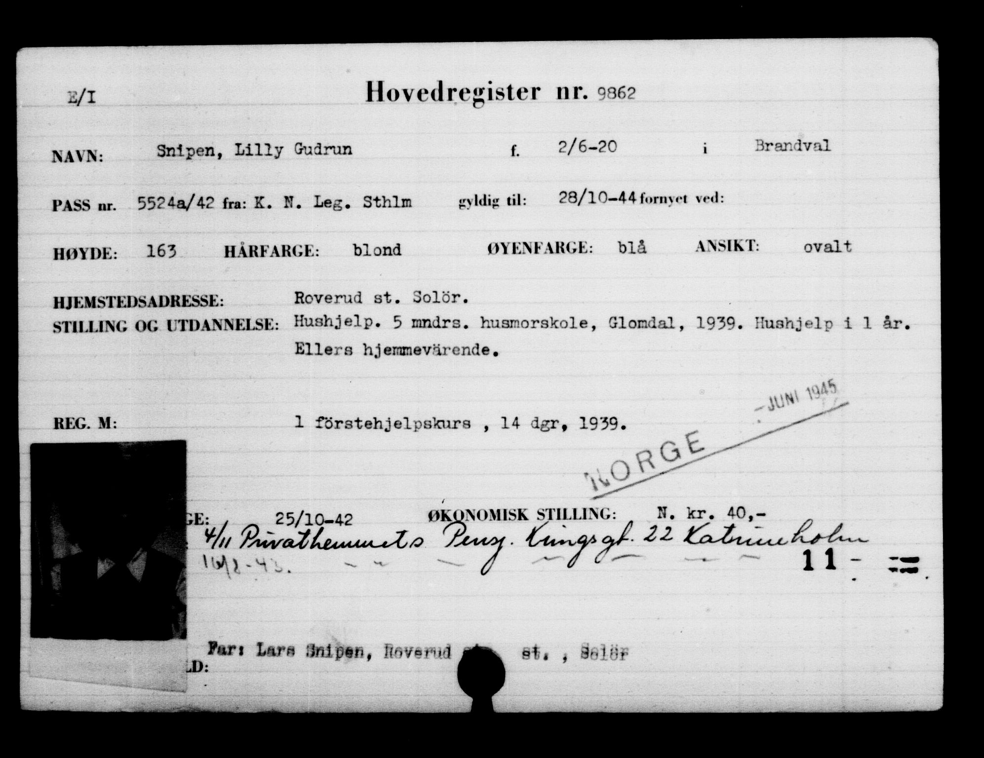 Utenriksstasjonene, Legasjonen i Stockholm, Flyktningkontoret, AV/RA-S-6753/V/Va/L0006: Kjesäterkartoteket, flyktninger med registreringsnr. 9400-12711, 1940-1945, s. 518