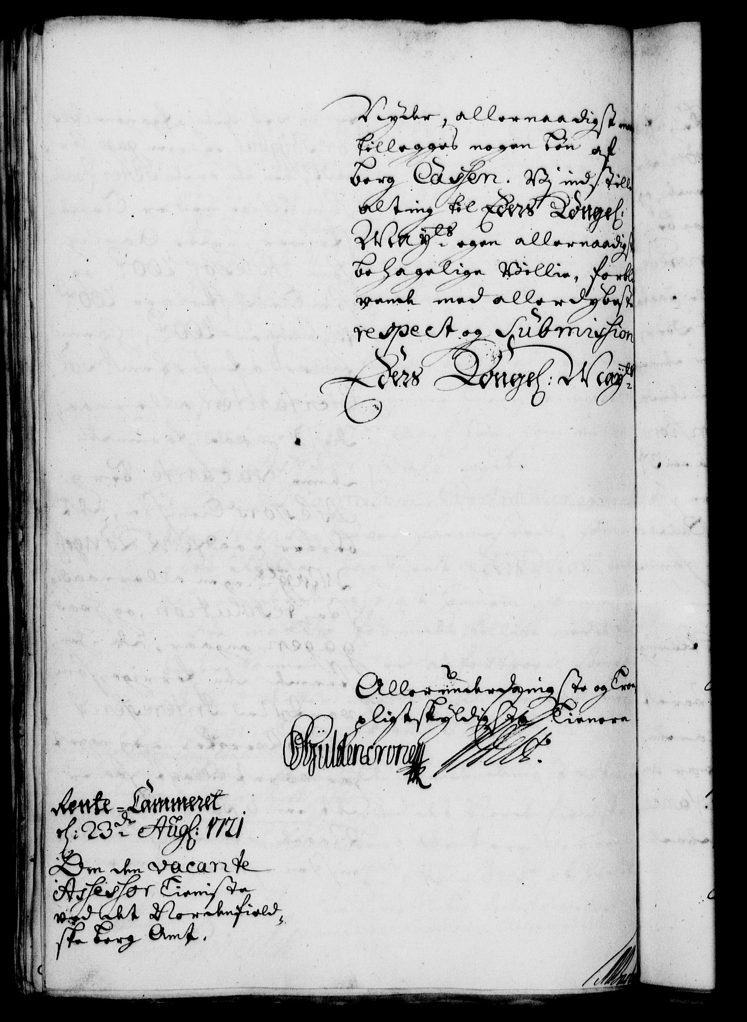 Rentekammeret, Kammerkanselliet, RA/EA-3111/G/Gf/Gfa/L0004: Norsk relasjons- og resolusjonsprotokoll (merket RK 52.4), 1721, s. 1263