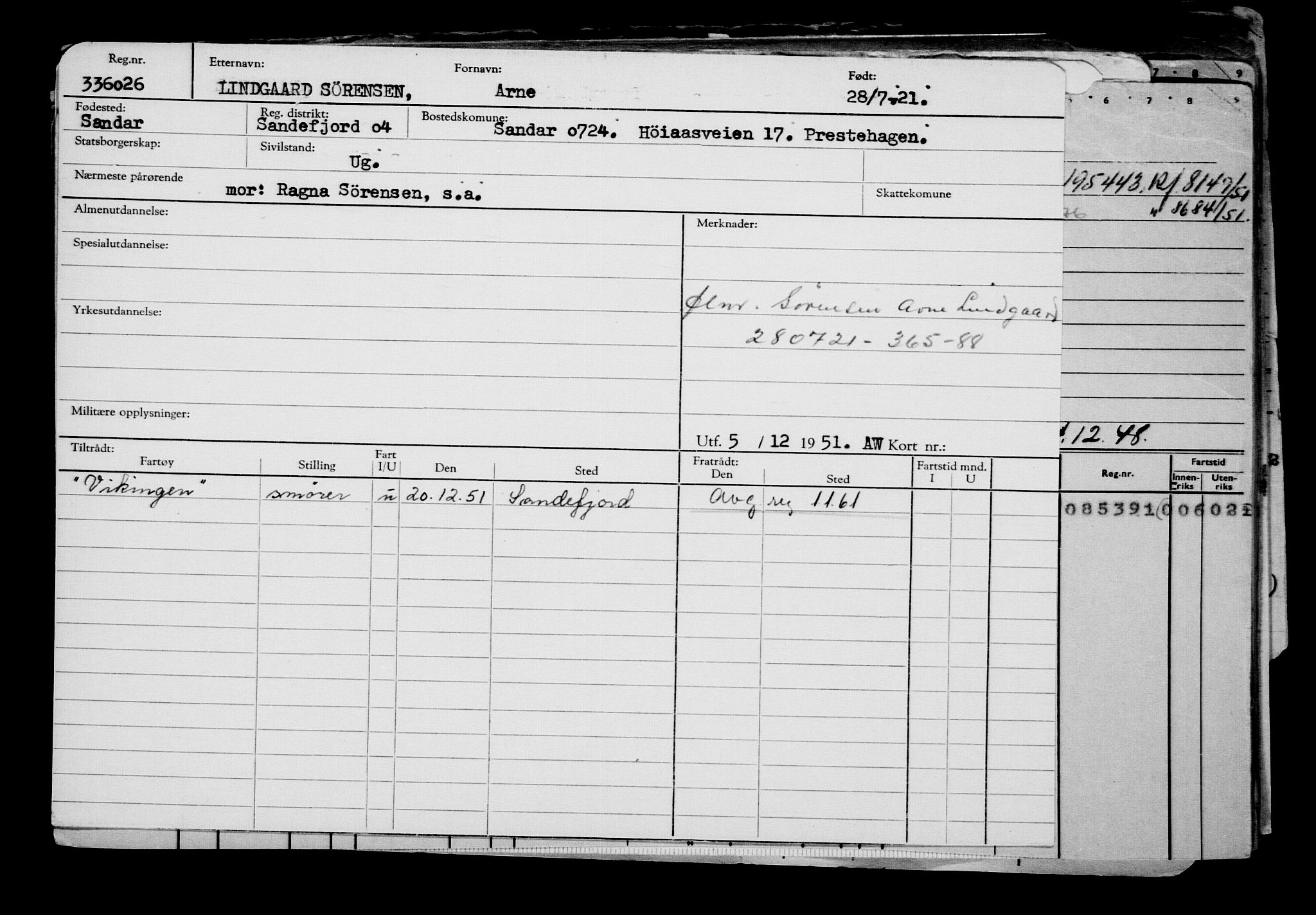 Direktoratet for sjømenn, AV/RA-S-3545/G/Gb/L0196: Hovedkort, 1921, s. 463