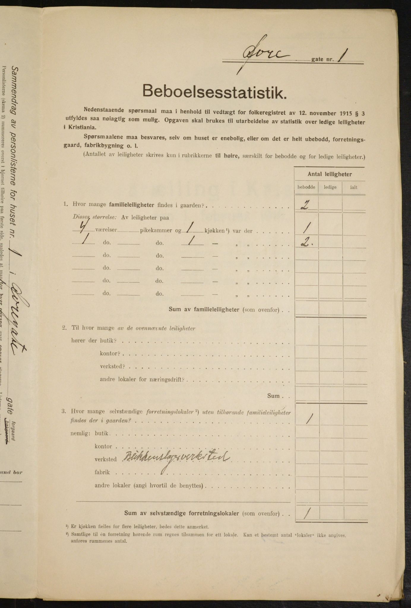 OBA, Kommunal folketelling 1.2.1916 for Kristiania, 1916, s. 133486