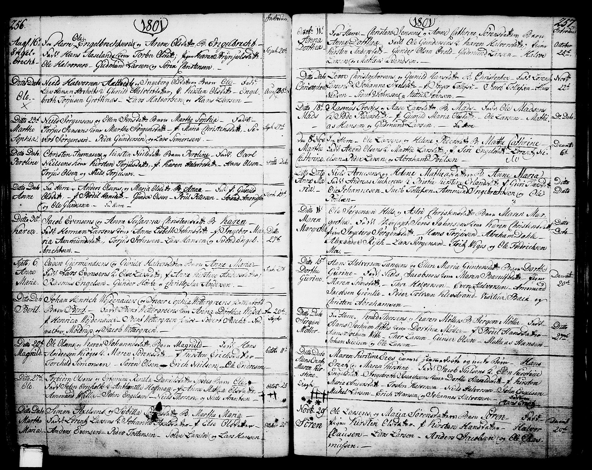 Porsgrunn kirkebøker , AV/SAKO-A-104/F/Fa/L0002: Ministerialbok nr. 2, 1764-1814, s. 256-257