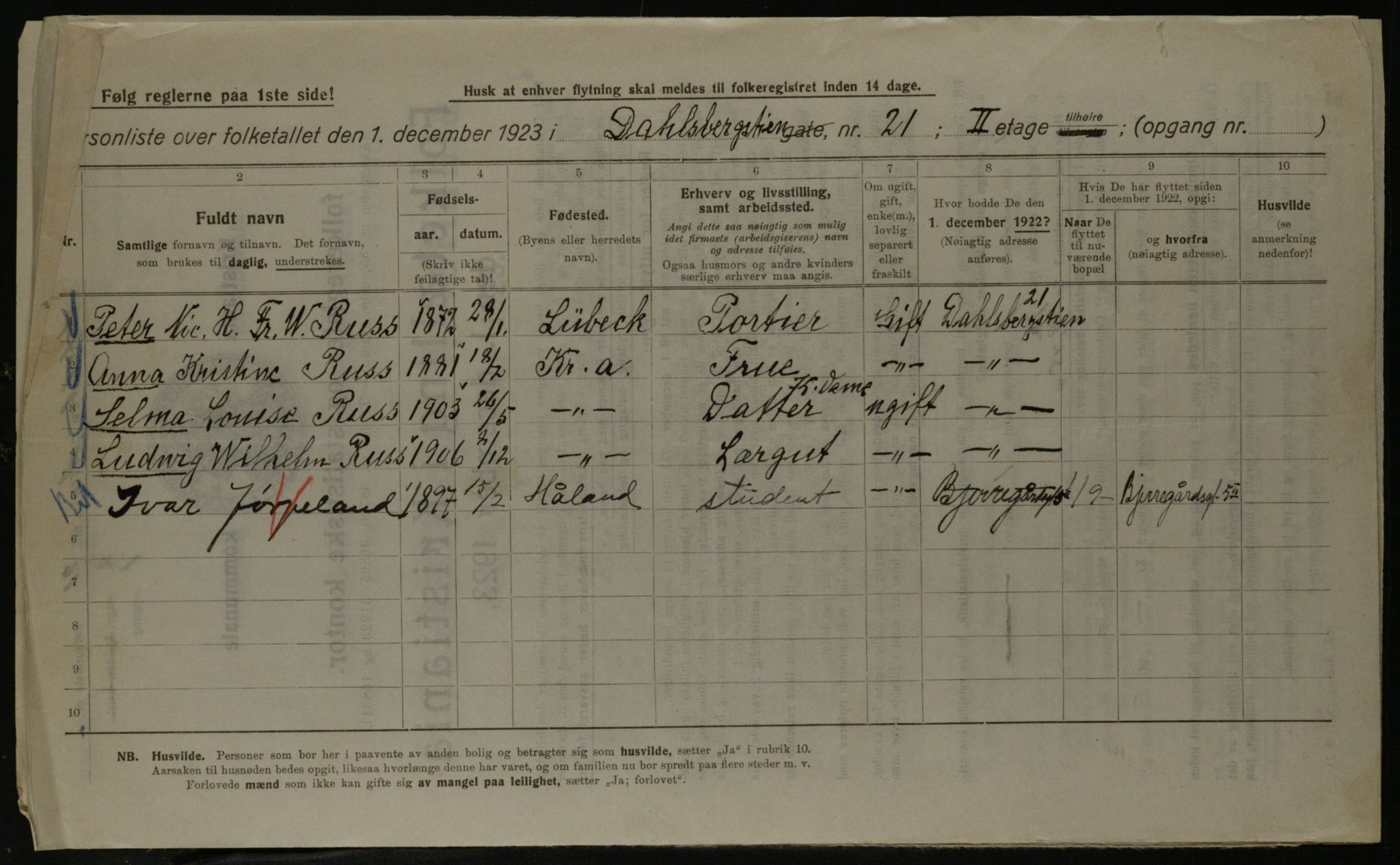 OBA, Kommunal folketelling 1.12.1923 for Kristiania, 1923, s. 16191